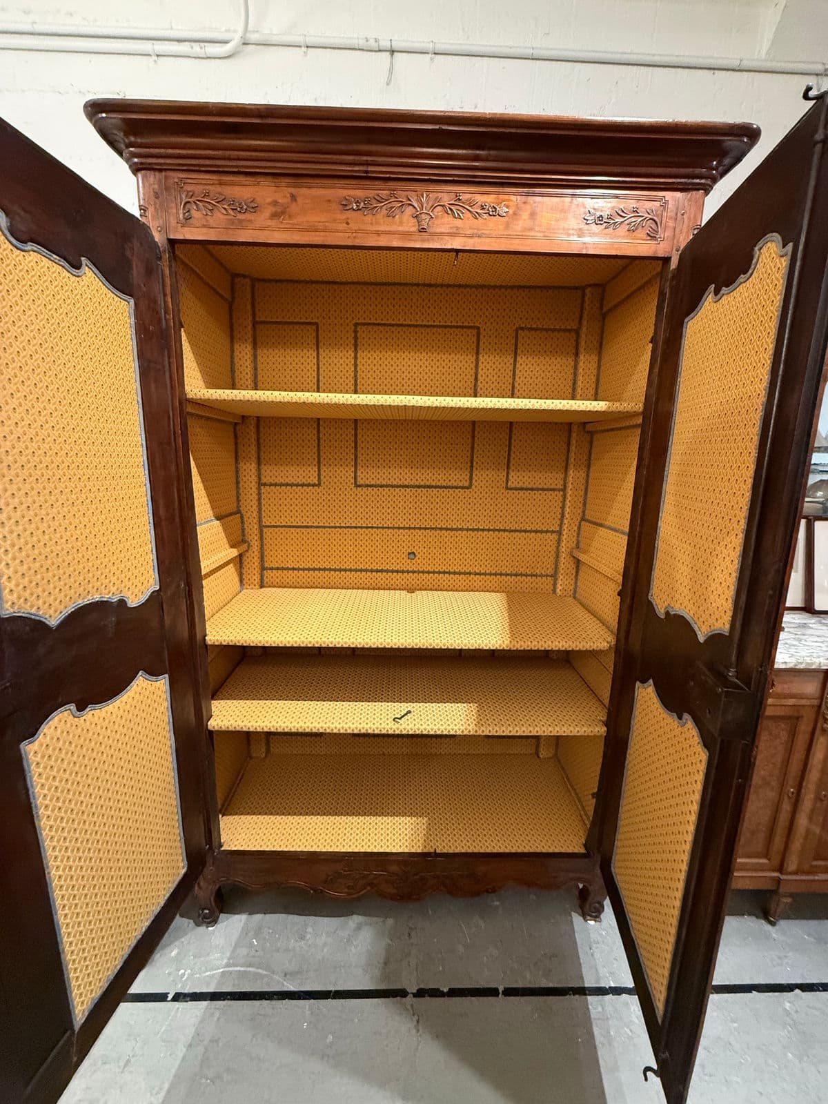 19th Century French Provincial Carved Walnut Armoire - Thumbnail 4