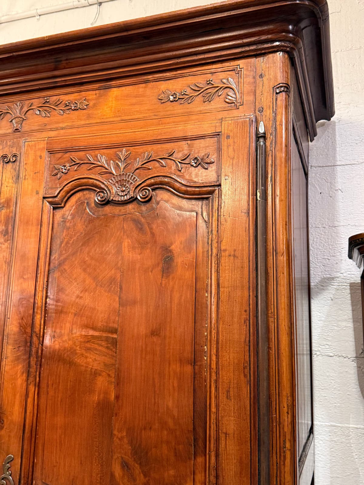 19th Century French Provincial Carved Walnut Armoire - Thumbnail 12