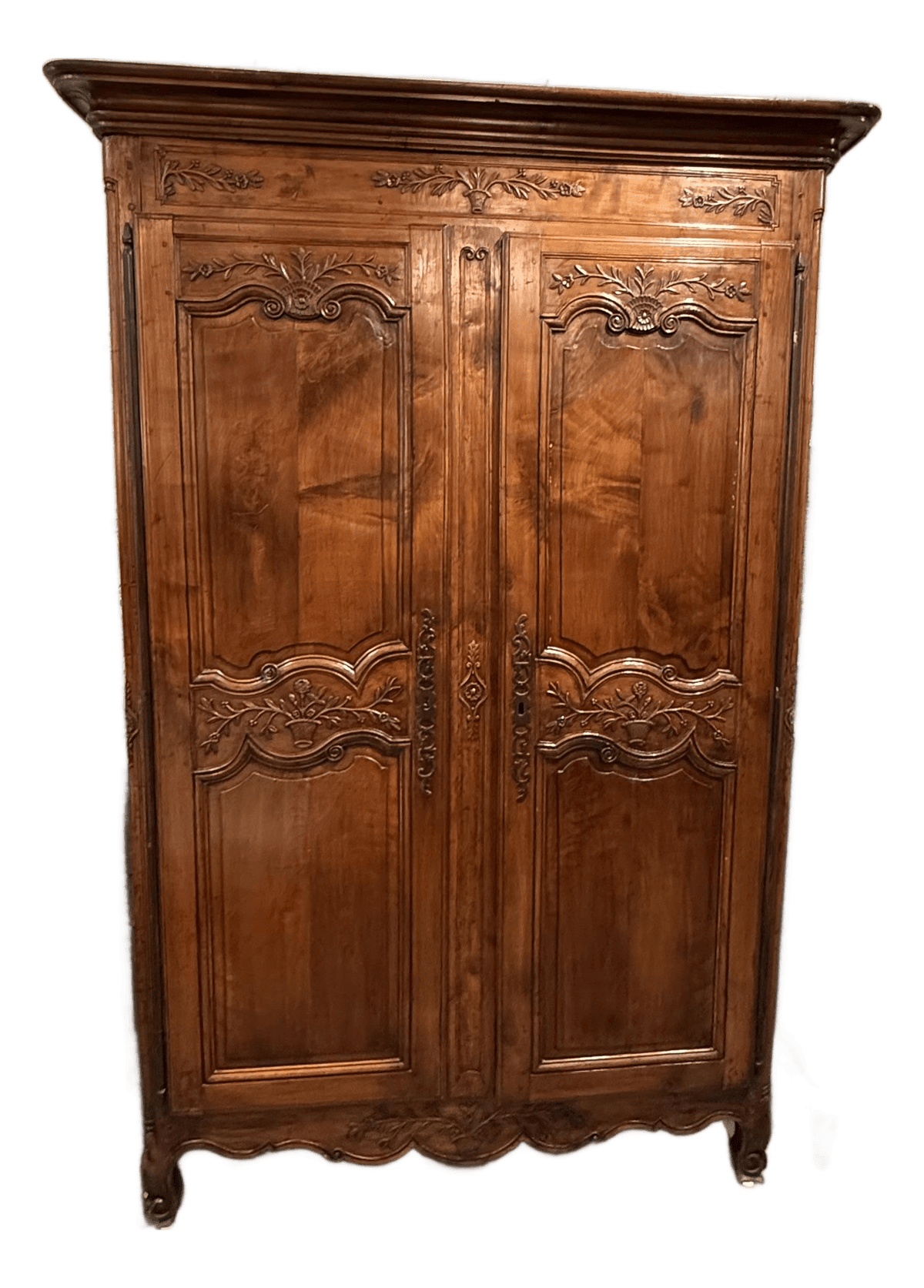 19th Century French Provincial Carved Walnut Armoire - Thumbnail 2