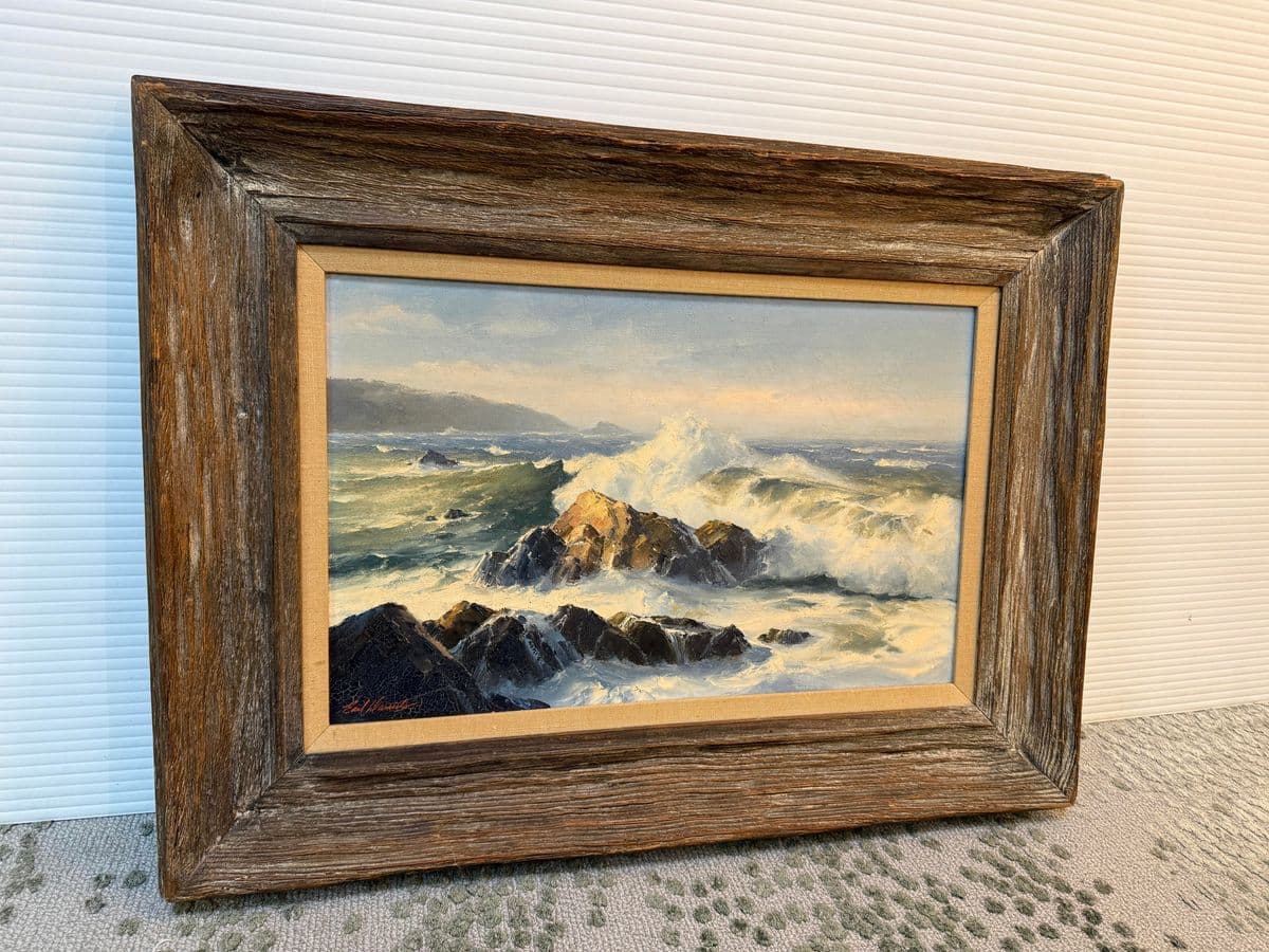 Circa 1963 Earl Davids Sunny Seas Painting, Framed - Thumbnail 3