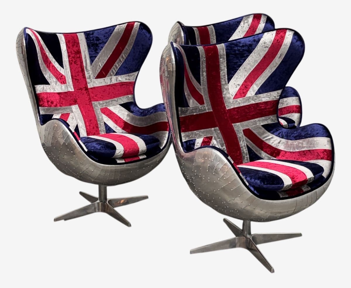 Acme Furniture Brancaster Union Jack Egg Chairs, Set of Three - Image 1
