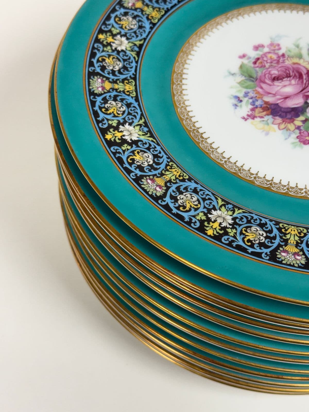 Circa 1980's Bavarian Porcelain Dinner Plates, Set of Twelve - Thumbnail 6