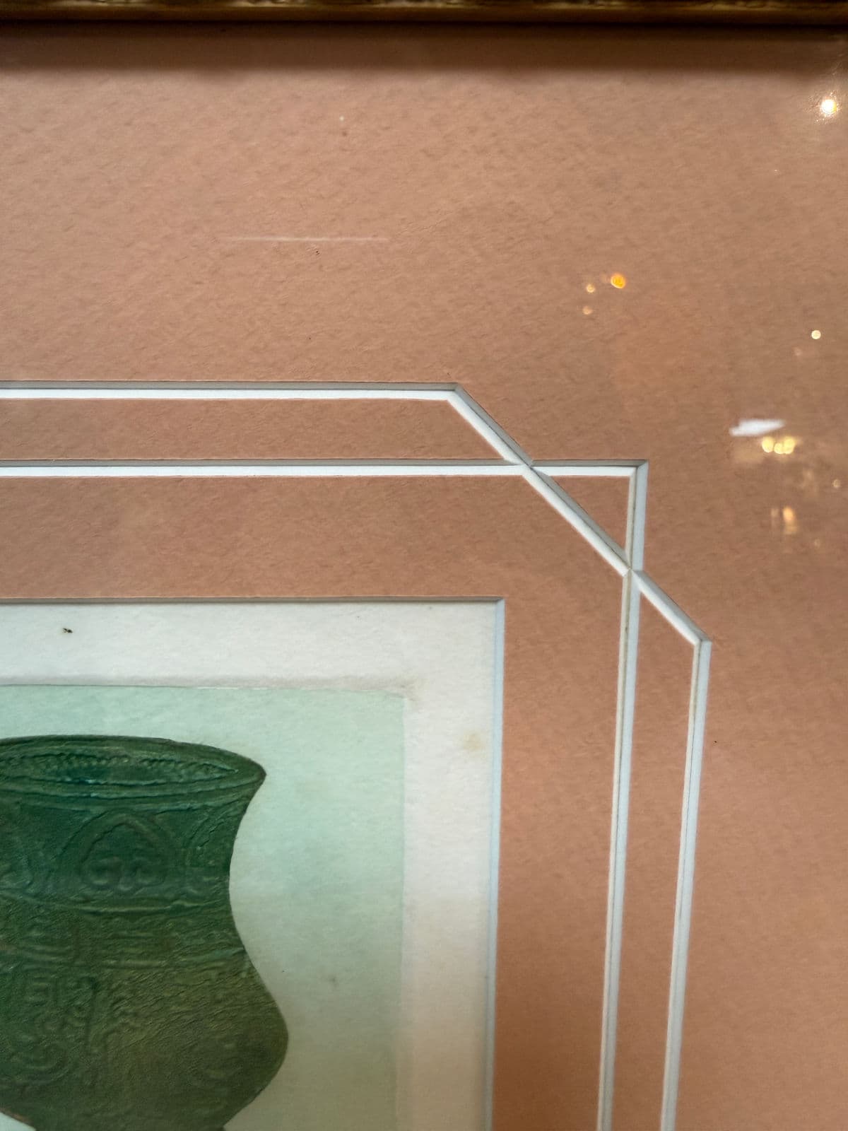 Etchings of Ancient Objects in Geometric Salmon Matte, Set of Three - Thumbnail 11