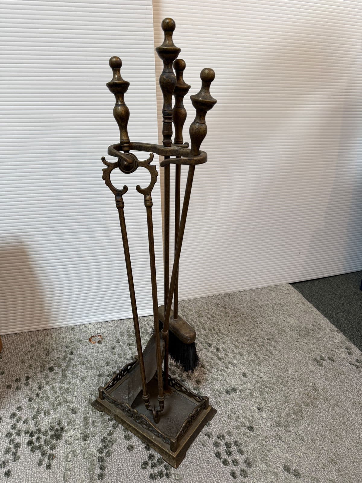 Victorian Style Brass Fireplace Tools, Set of Four - Thumbnail 3