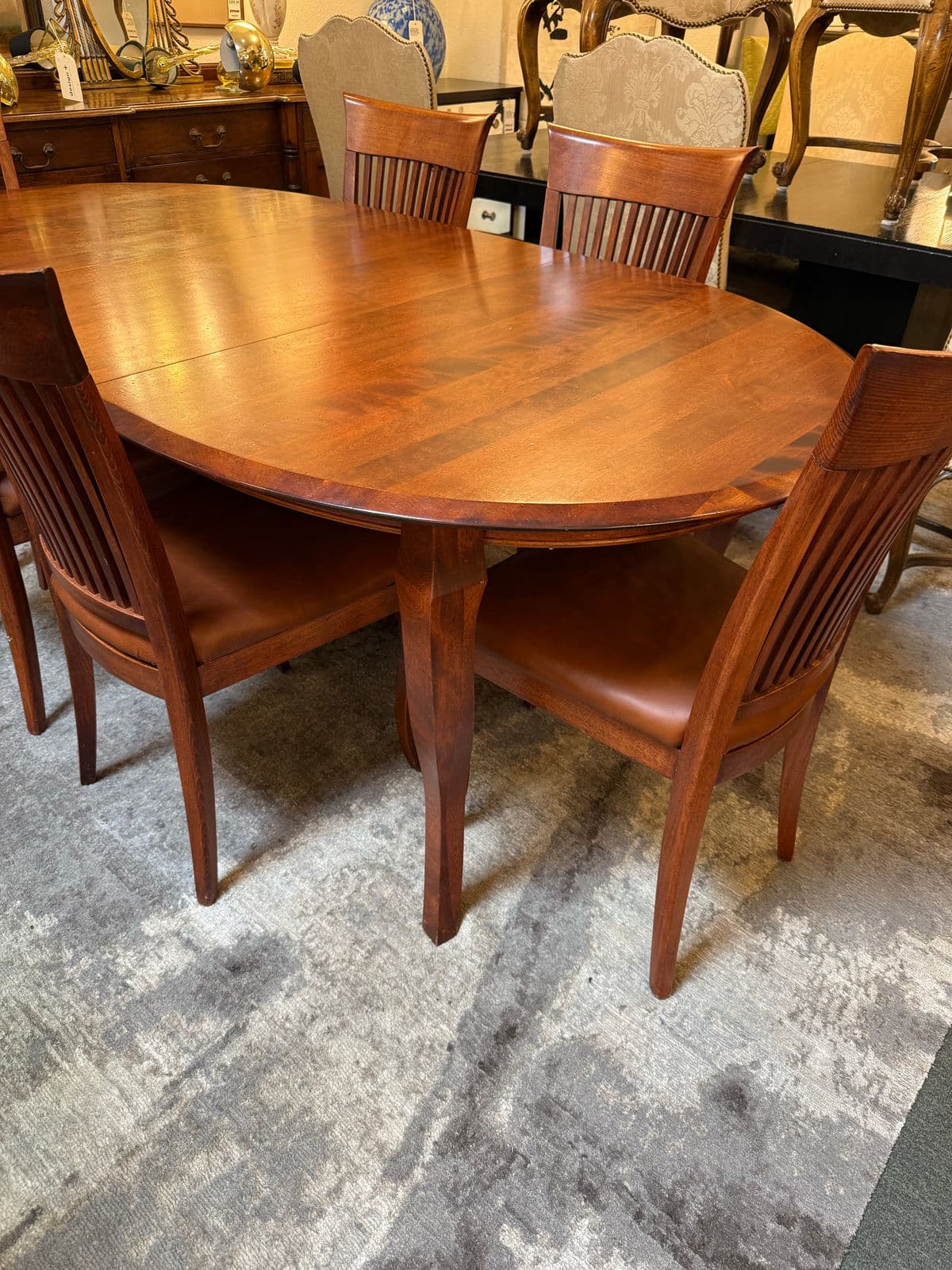 Traditional Queen Anne Extension Dining Table + Six Dinec Side Chairs, Set - Thumbnail 6