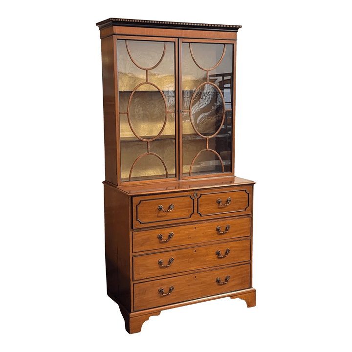 Antique English Armoire Secretary Cabinet - Thumbnail 2