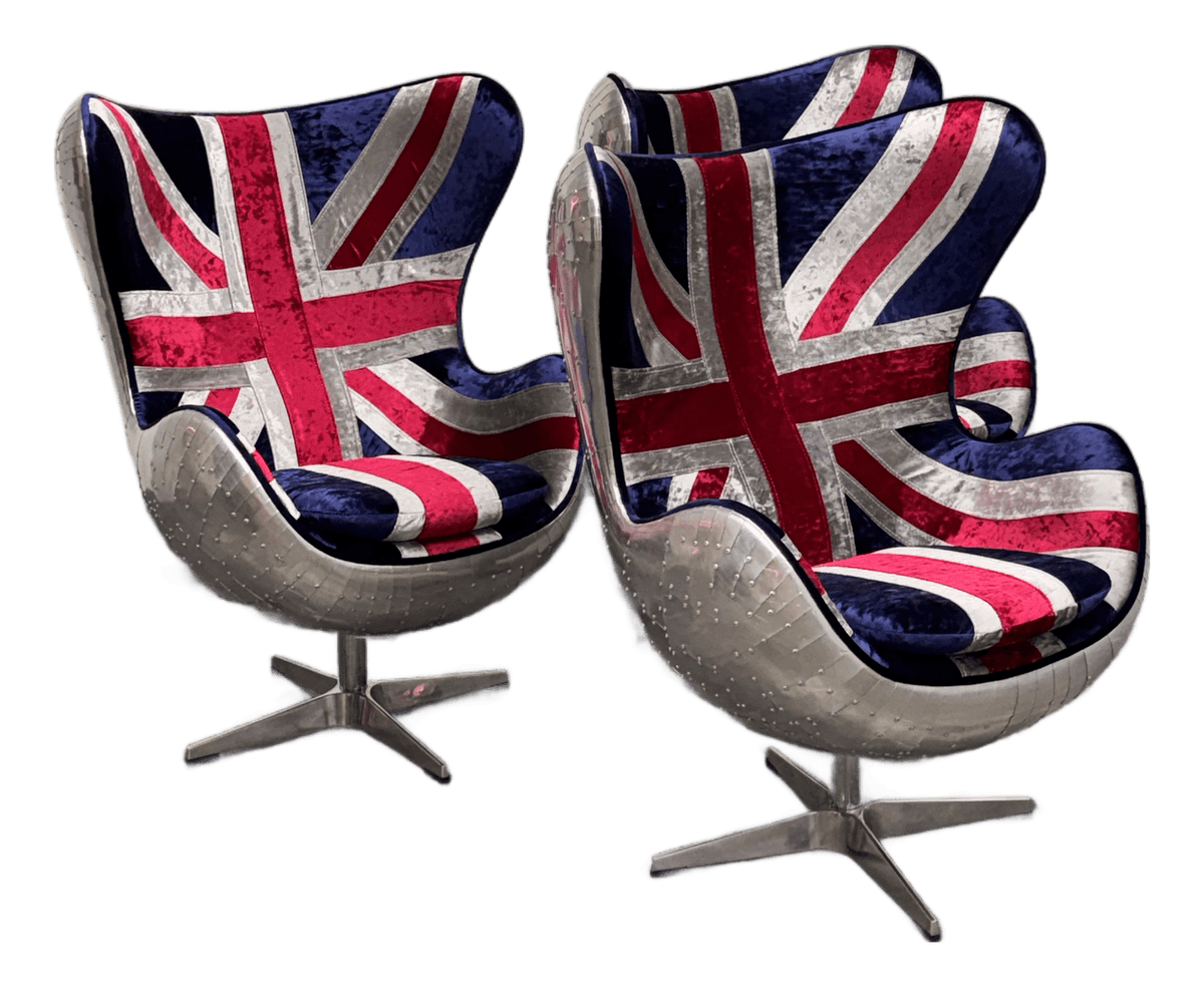 Acme Furniture Brancaster Union Jack Egg Chairs, Set of Three - Thumbnail 2
