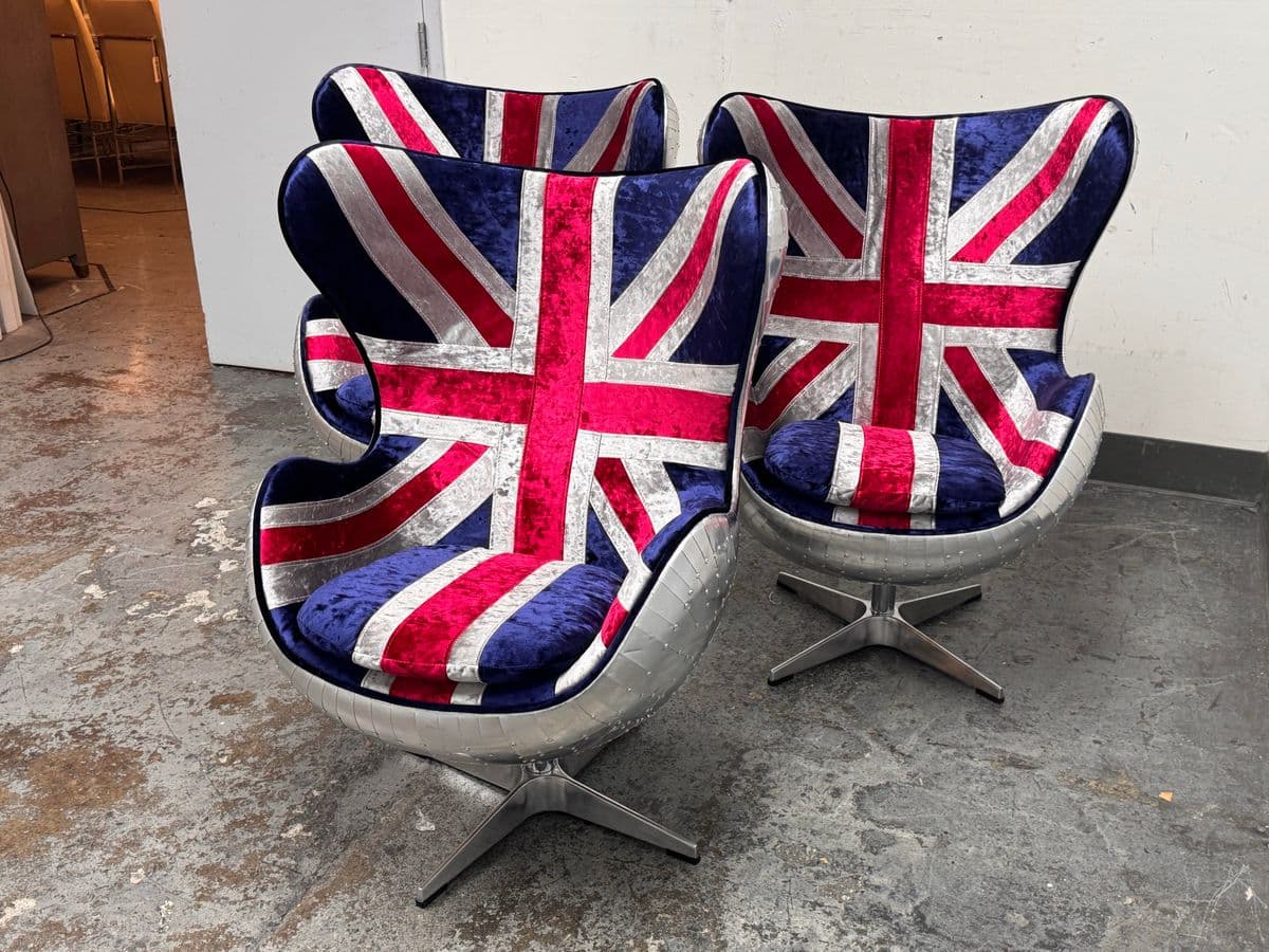 Acme Furniture Brancaster Union Jack Egg Chairs, Set of Three - Thumbnail 8