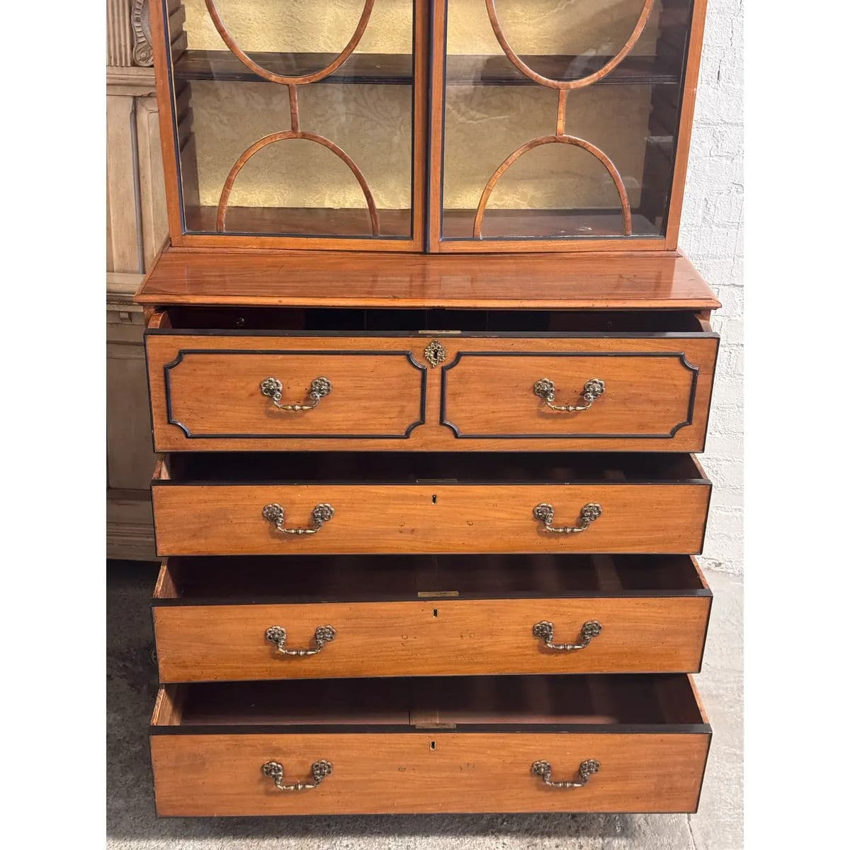 Antique English Armoire Secretary Cabinet - Thumbnail 7