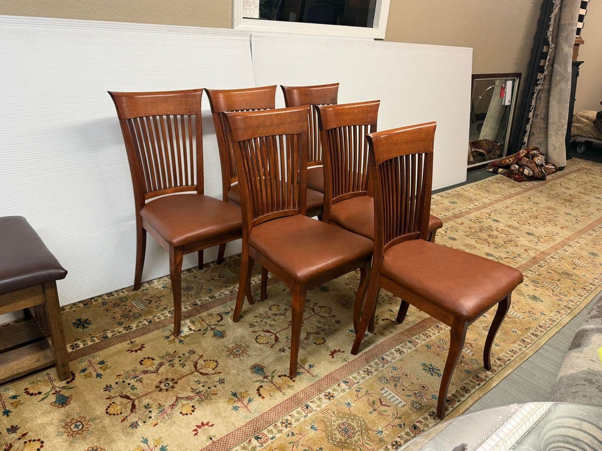 Traditional Queen Anne Extension Dining Table + Six Dinec Side Chairs, Set - Thumbnail 12
