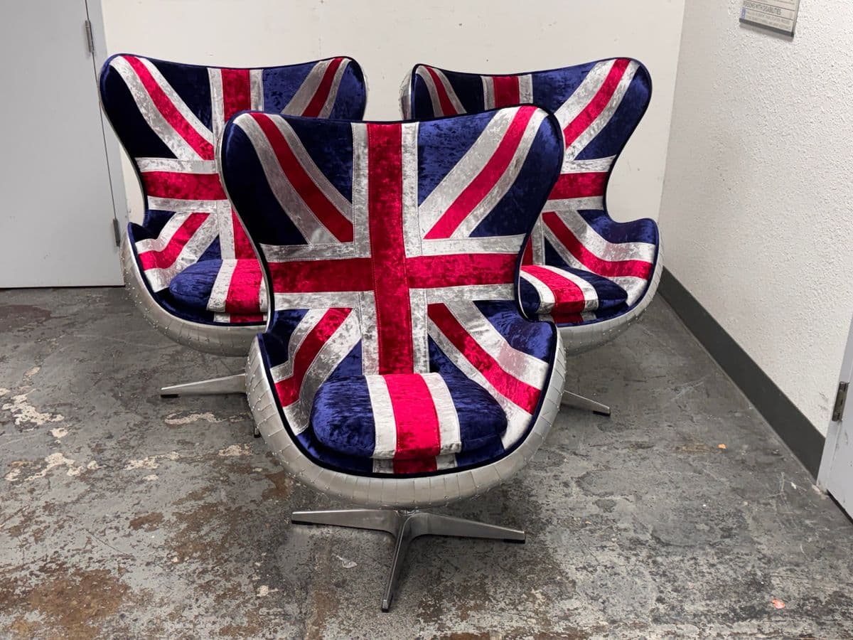 Acme Furniture Brancaster Union Jack Egg Chairs, Set of Three - Thumbnail 3