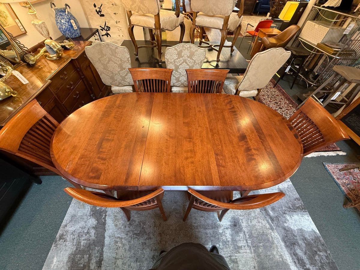 Traditional Queen Anne Extension Dining Table + Six Dinec Side Chairs, Set - Thumbnail 5