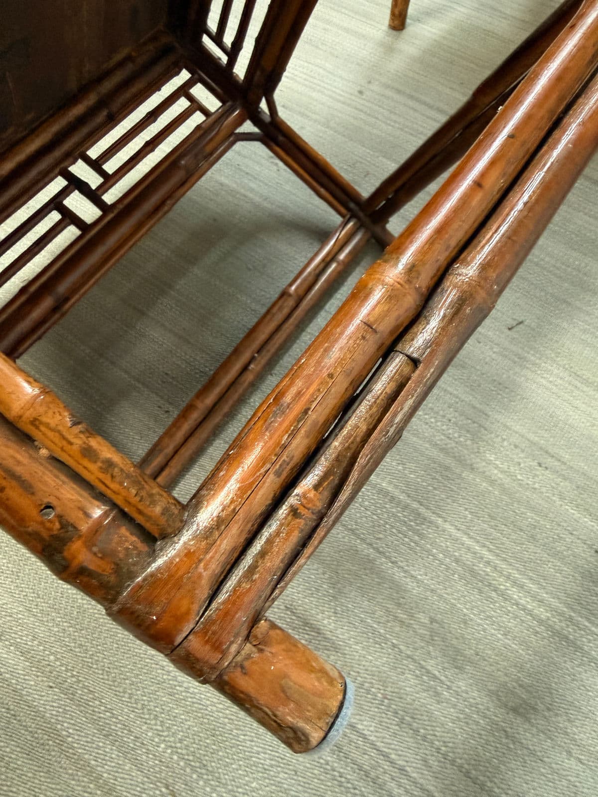 Organic Modern Dark Bamboo Side Table - Thumbnail 7