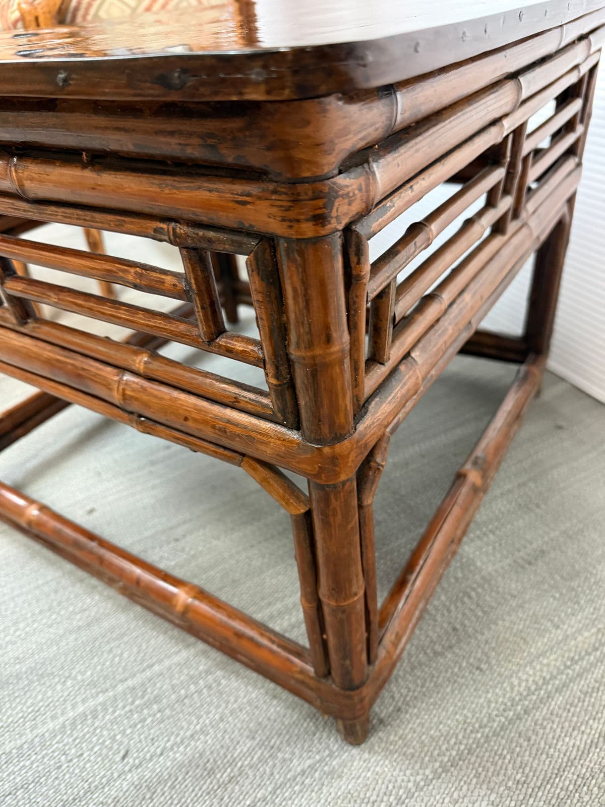 Organic Modern Dark Bamboo Side Table - Thumbnail 8