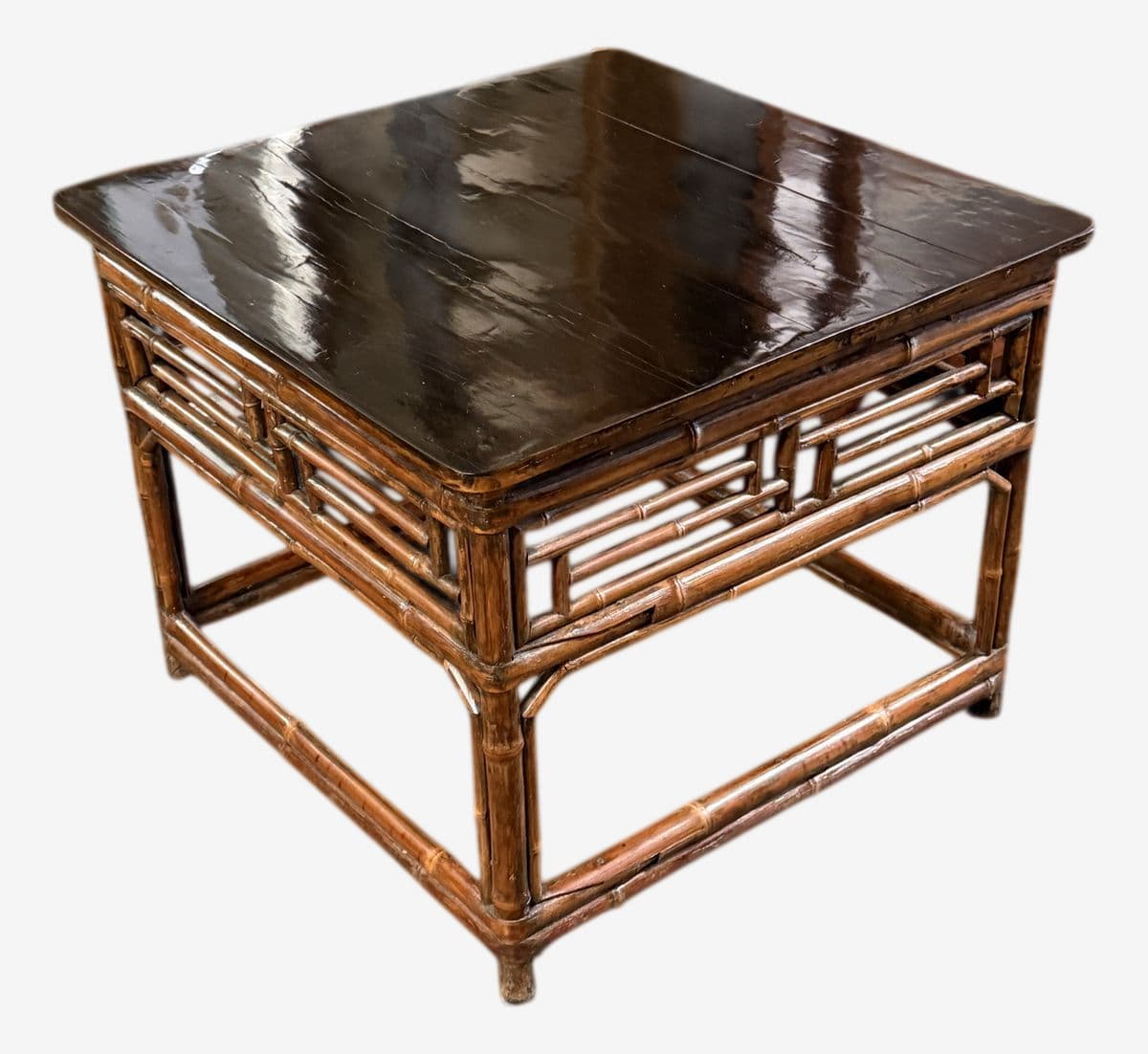 Organic Modern Dark Bamboo Side Table - Image 1