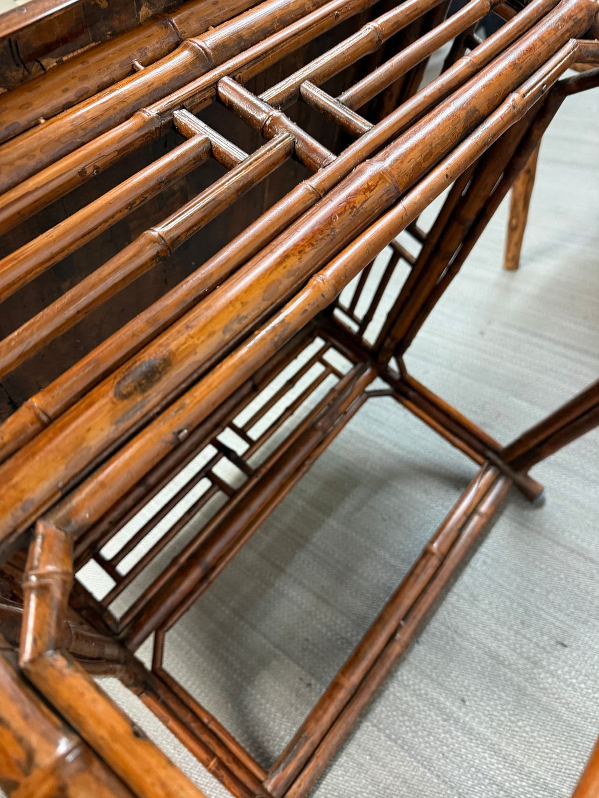 Organic Modern Dark Bamboo Side Table - Thumbnail 12