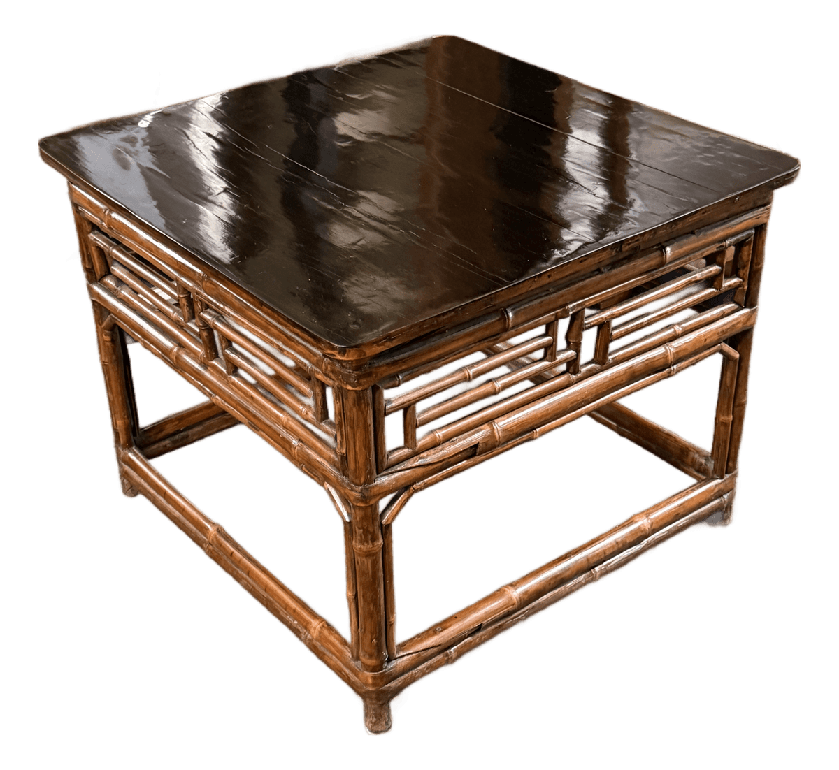 Organic Modern Dark Bamboo Side Table - Thumbnail 2