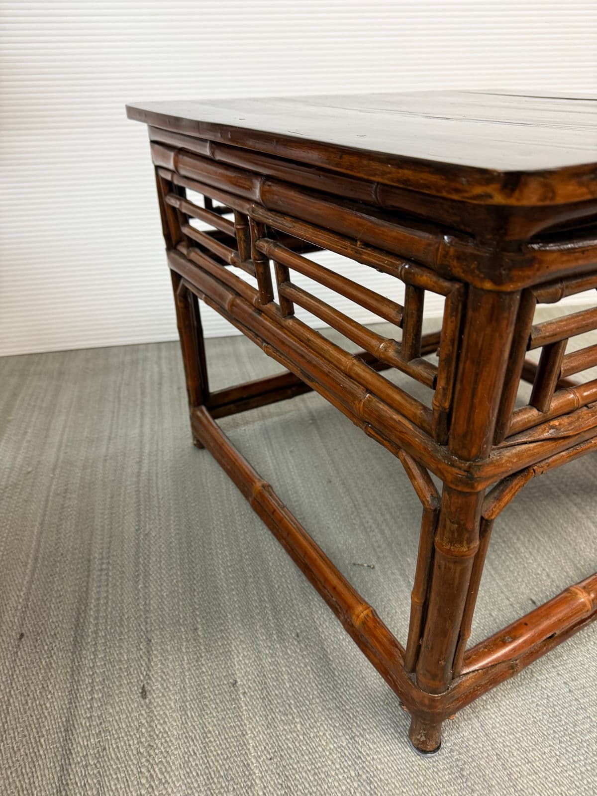 Organic Modern Dark Bamboo Side Table - Thumbnail 6