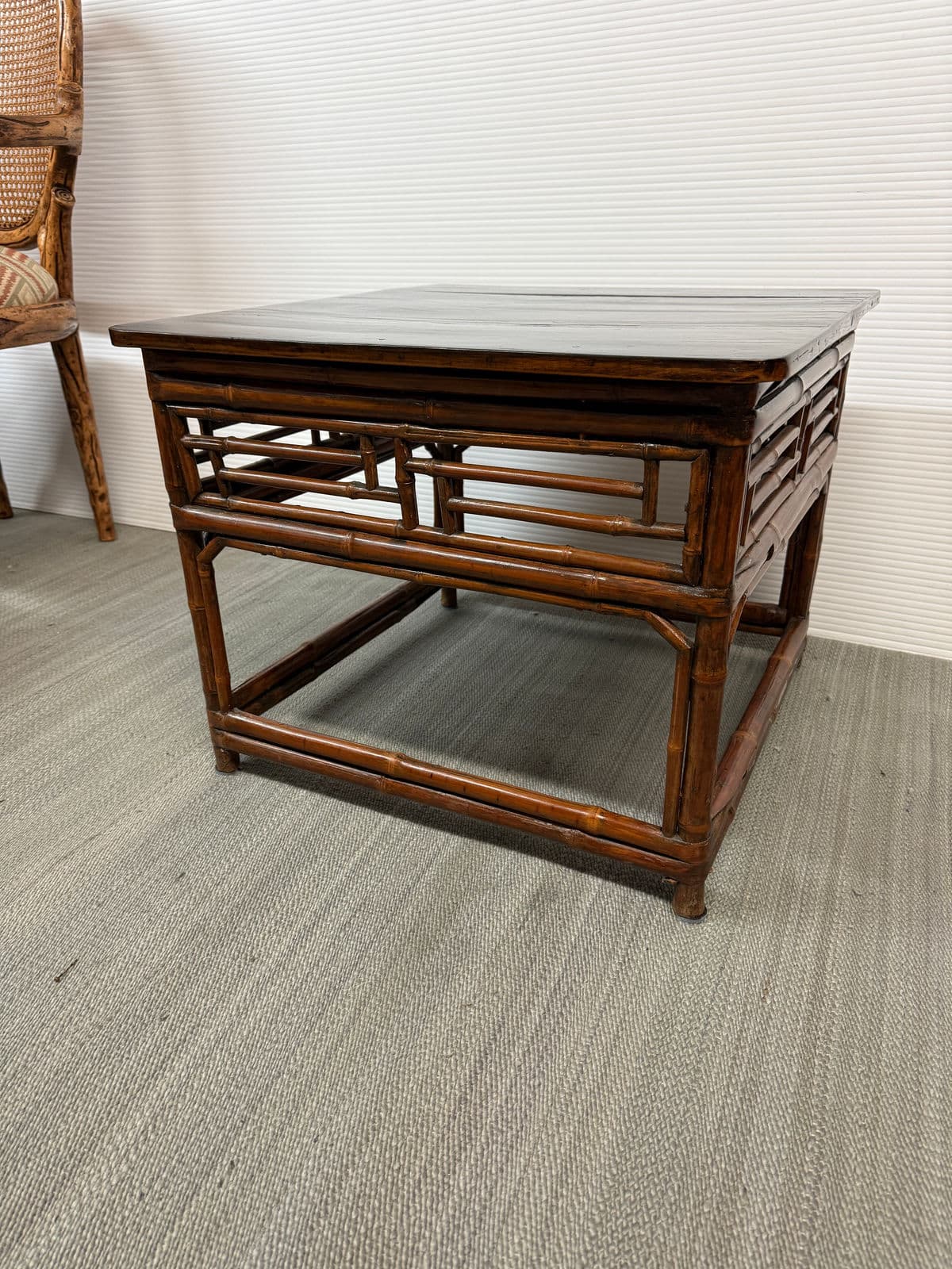 Organic Modern Dark Bamboo Side Table - Thumbnail 5