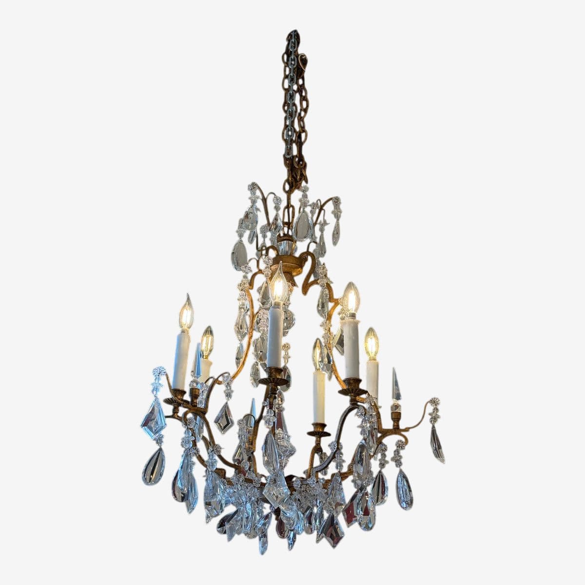 In the Style of Dennis & Leen Golden Crystal Chandelier - Image 1