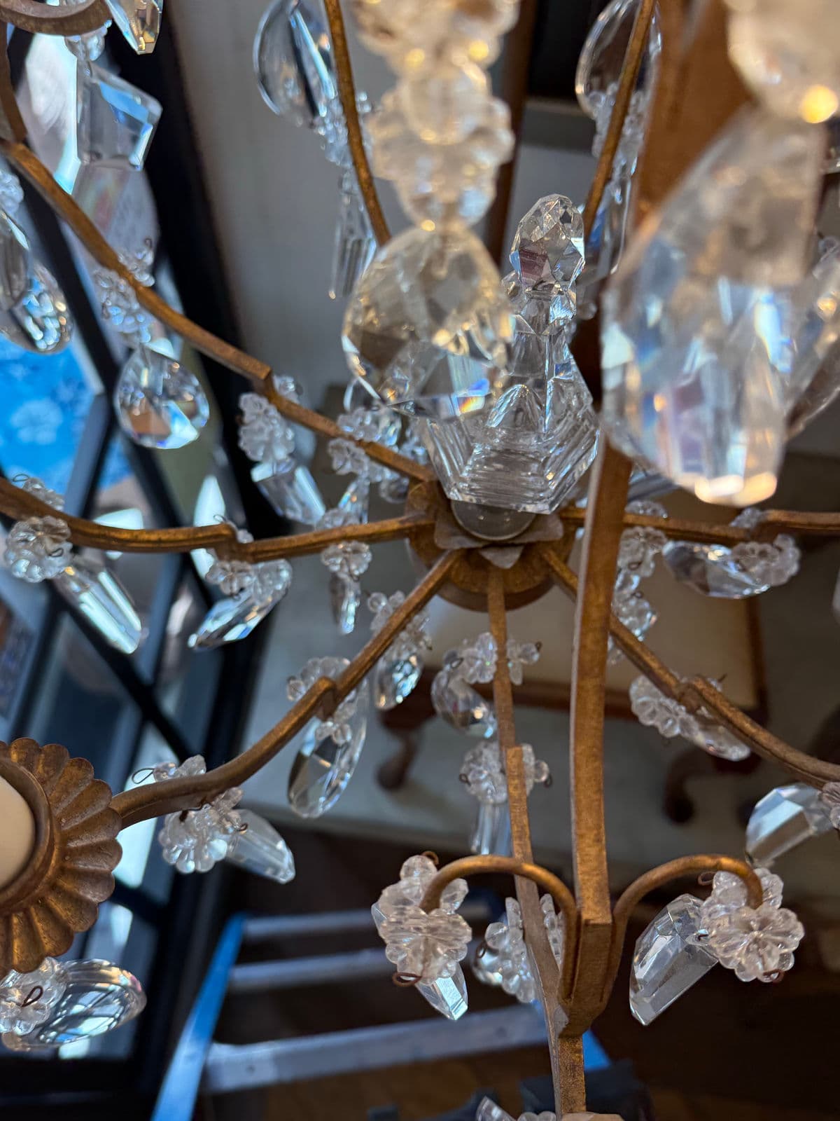 In the Style of Dennis & Leen Golden Crystal Chandelier - Thumbnail 7