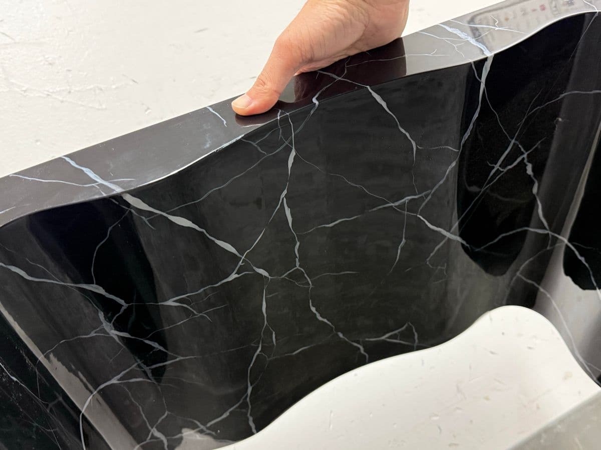 Made Goods Foster Faux Marble Lacquered Bench/Side Table - Thumbnail 6