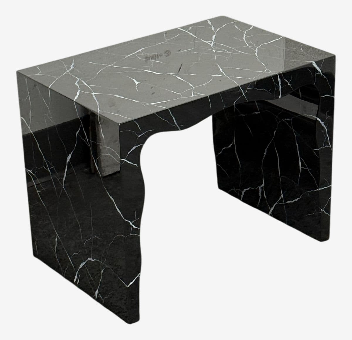 Made Goods Foster Faux Marble Lacquered Bench/Side Table - Image 1