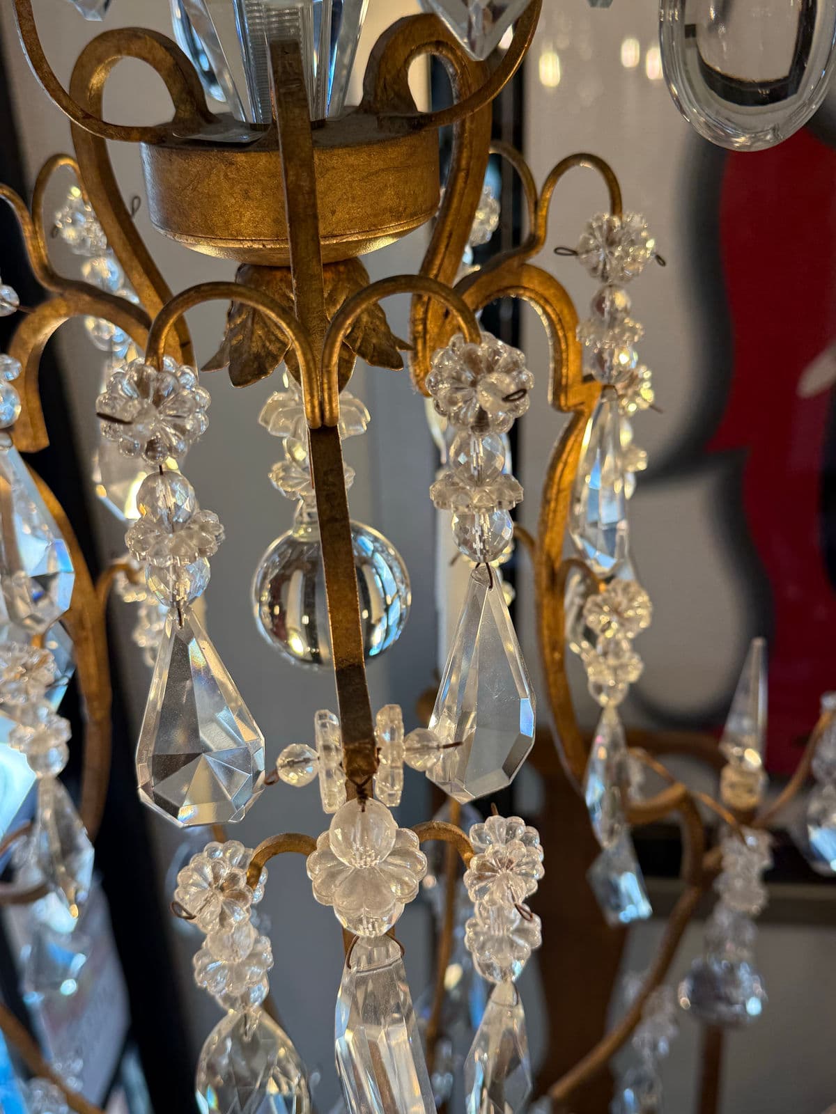 In the Style of Dennis & Leen Golden Crystal Chandelier - Thumbnail 8