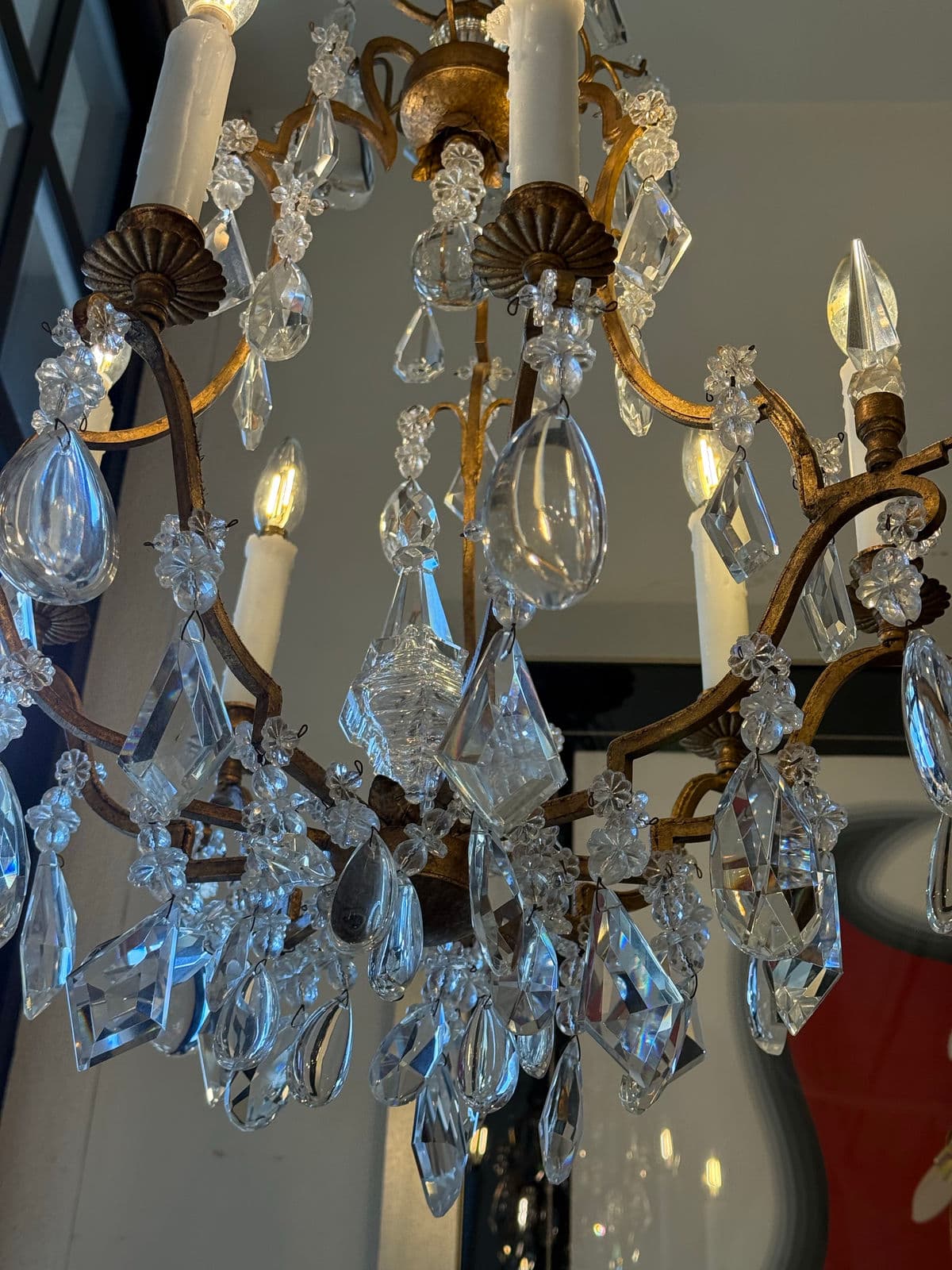 In the Style of Dennis & Leen Golden Crystal Chandelier - Thumbnail 6