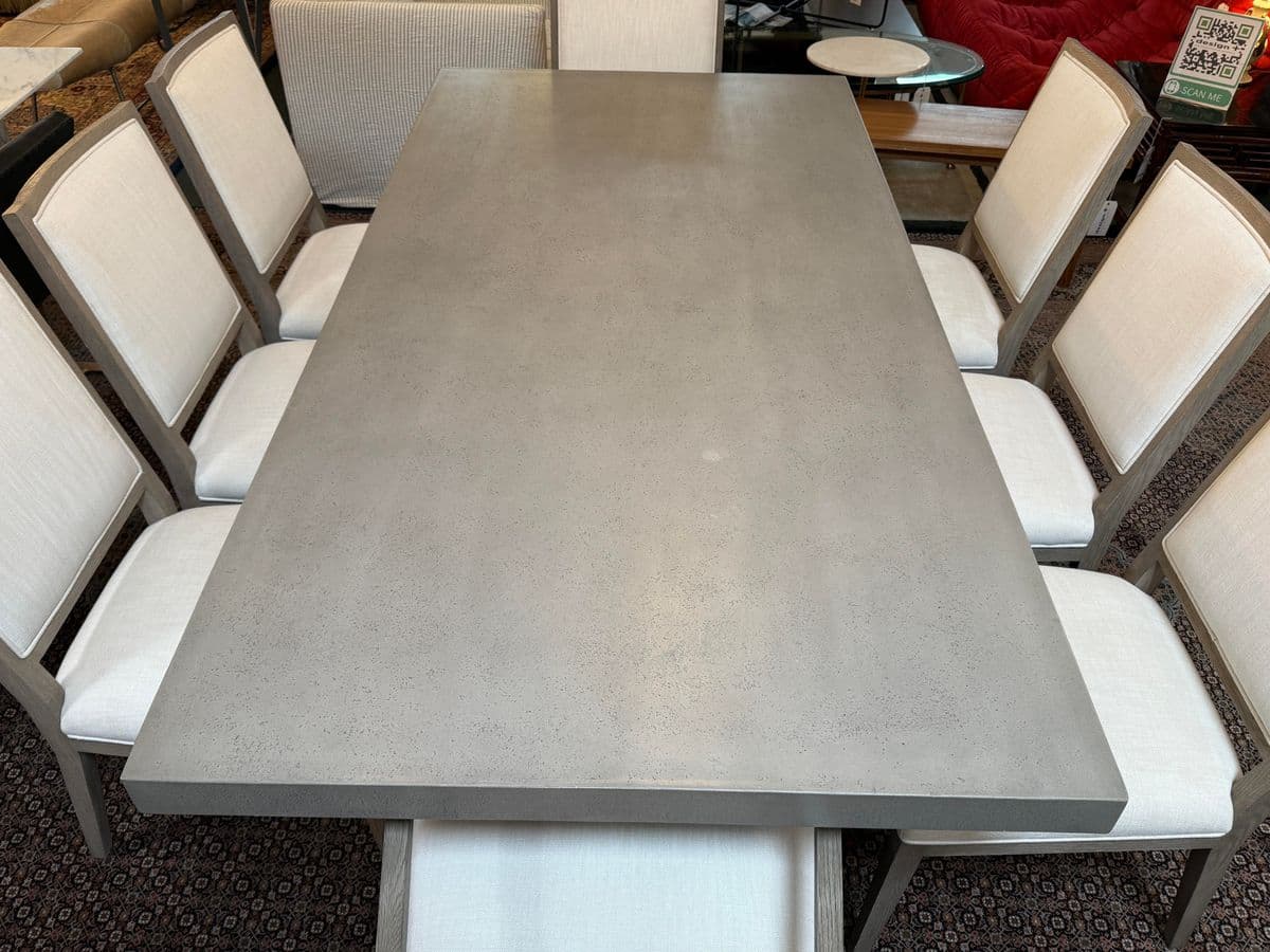 Restoration Hardware Heston Dining Table + Eight Linen Dining Chairs, Set - Thumbnail 4