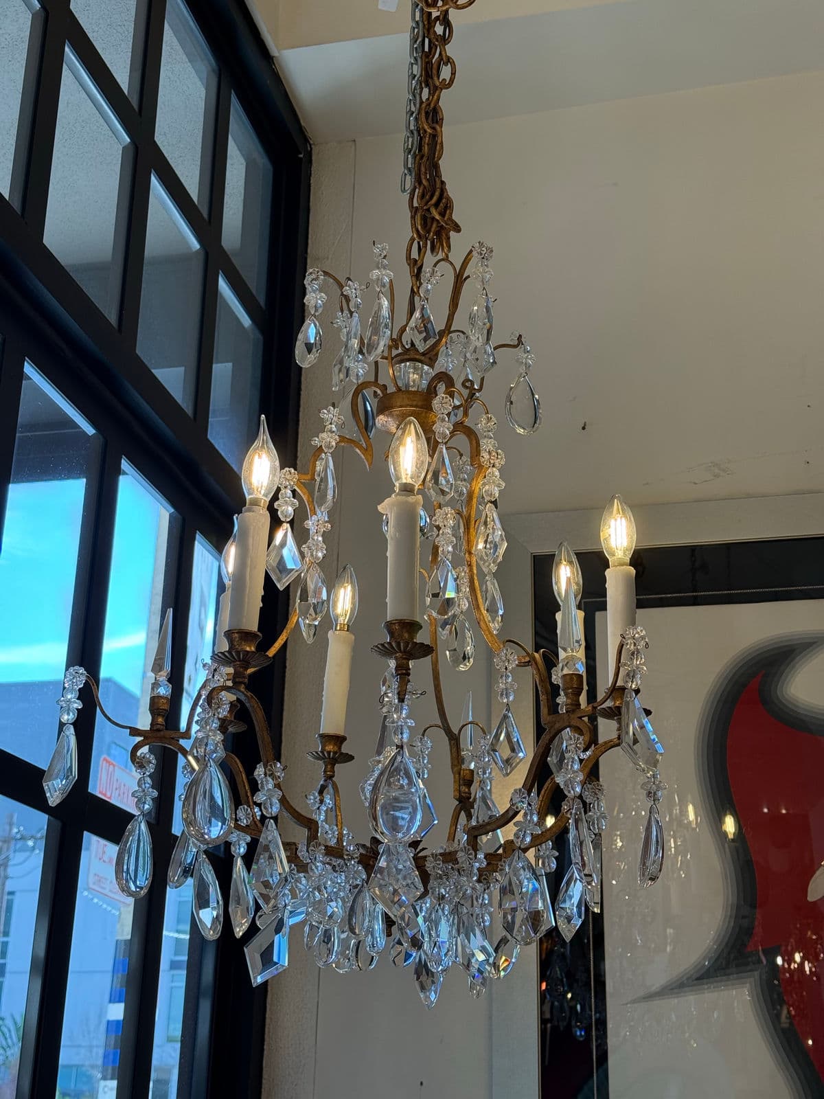 In the Style of Dennis & Leen Golden Crystal Chandelier - Thumbnail 12