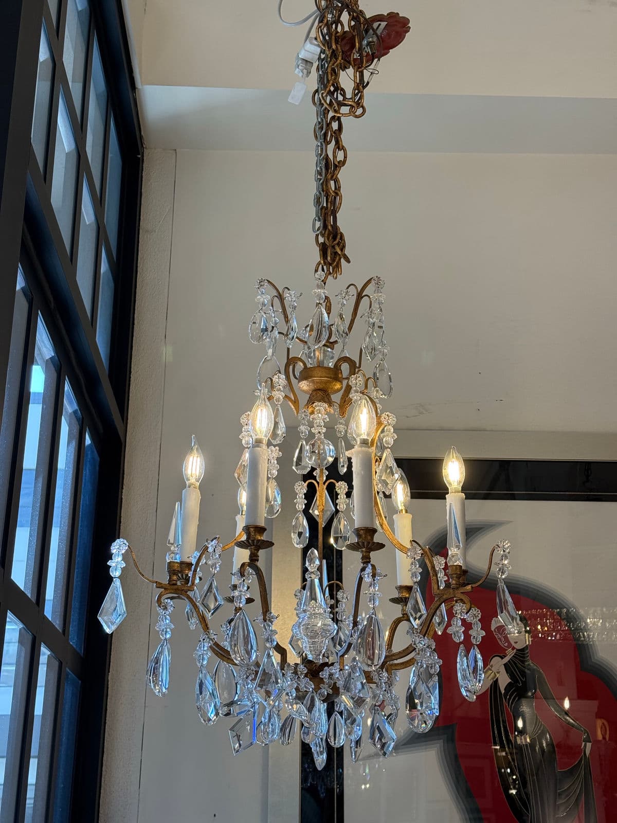 In the Style of Dennis & Leen Golden Crystal Chandelier - Thumbnail 13