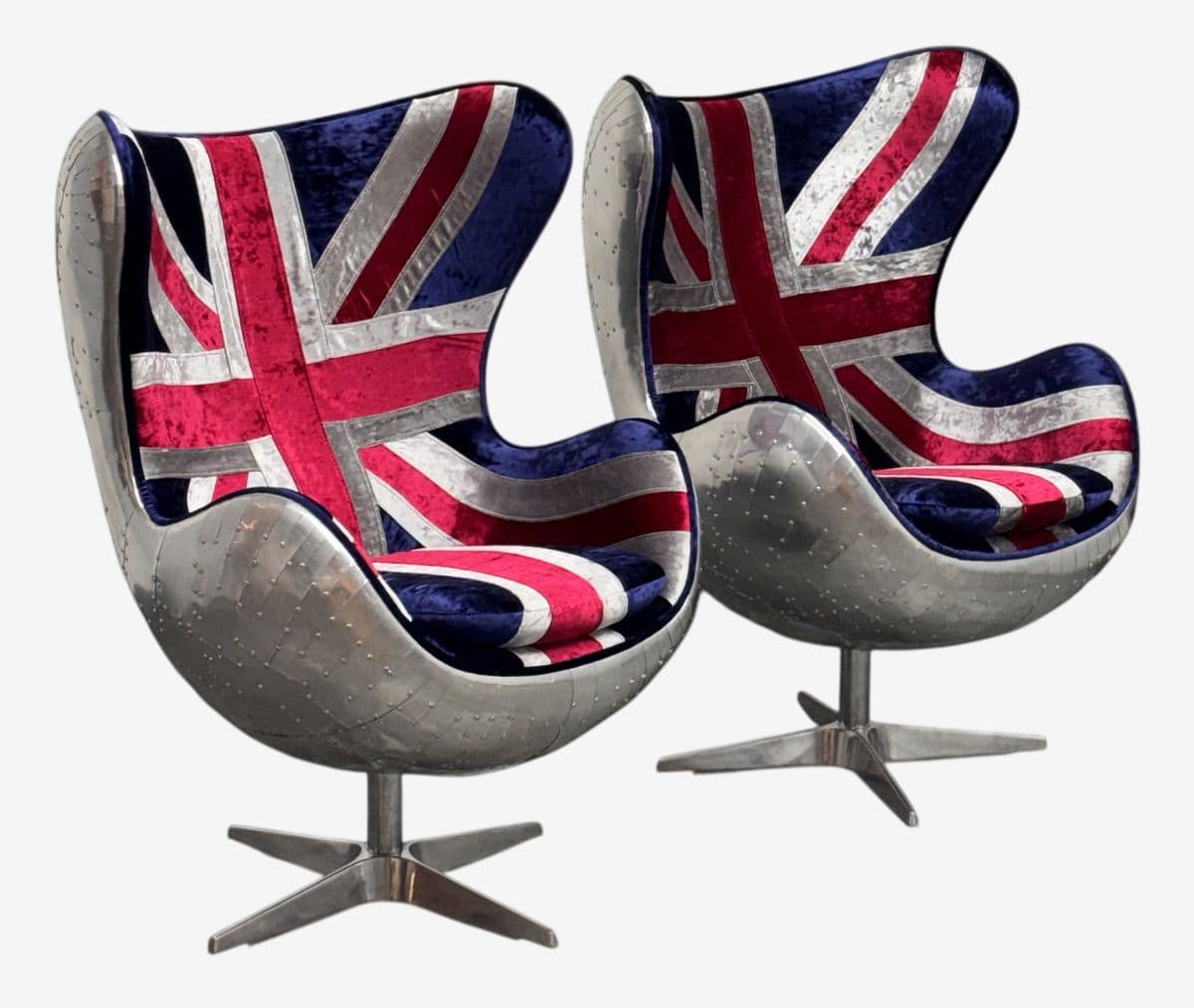 Acme Furniture Brancaster British Flag Egg Chairs, Pair - Image 1