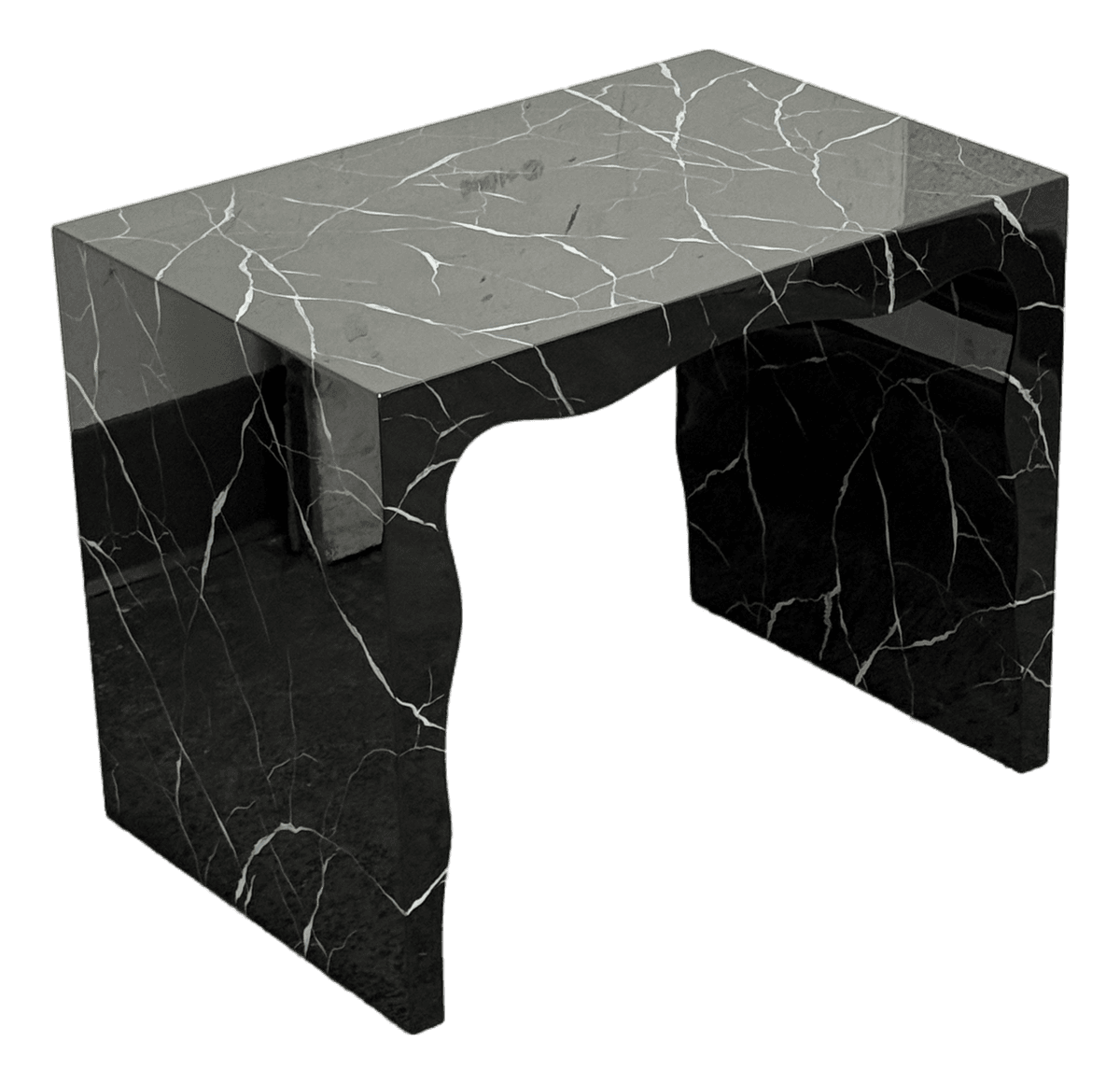 Made Goods Foster Faux Marble Lacquered Bench/Side Table - Thumbnail 2