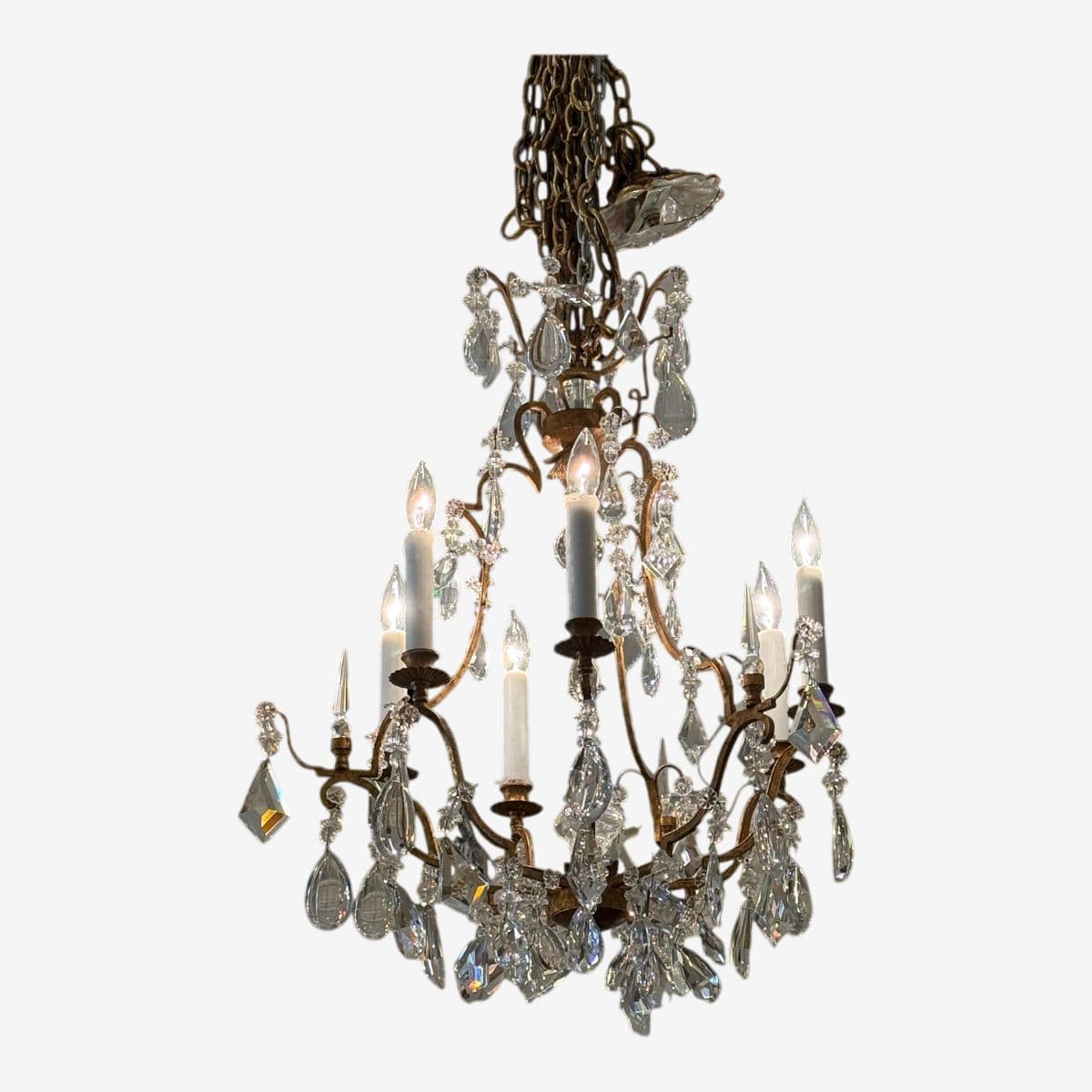 In the Style of Dennis & Leen Golden Crystal Chandelier - Image 1