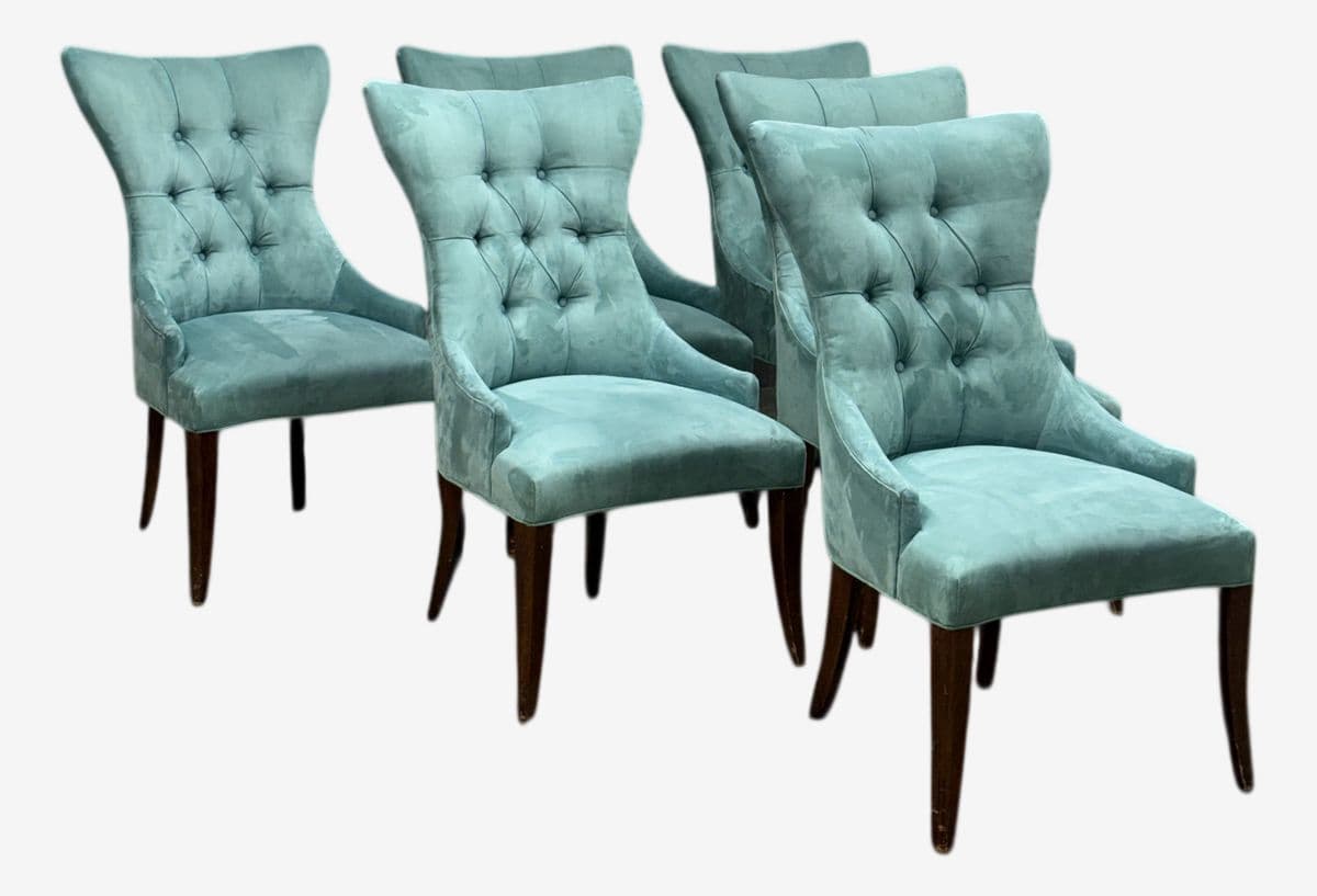 Bernhardt Art Deco Tufted Side Chairs, Set of Six - Image 1