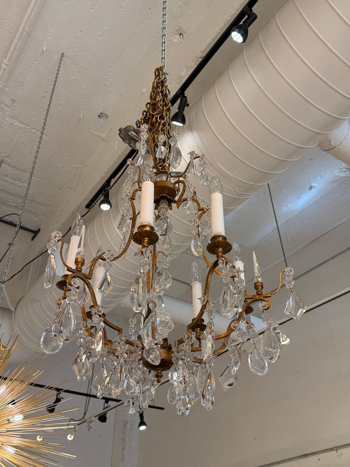 In the Style of Dennis & Leen Golden Crystal Chandelier - Thumbnail 13