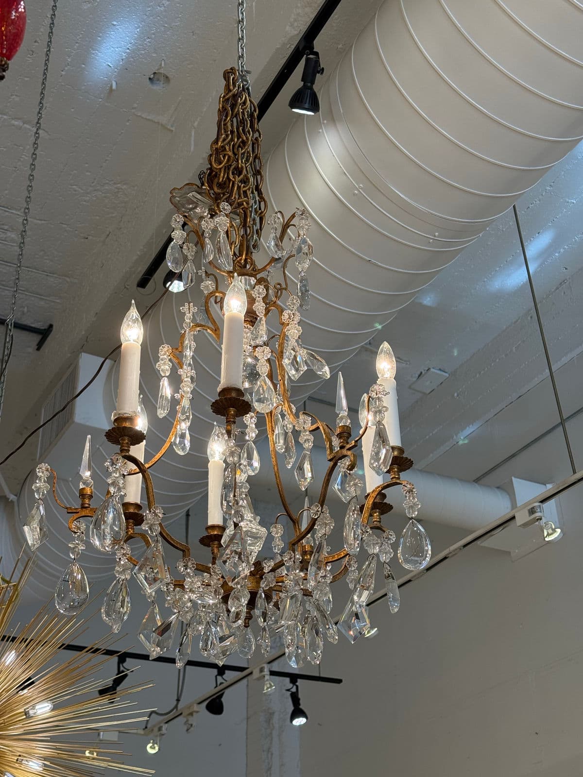 In the Style of Dennis & Leen Golden Crystal Chandelier - Thumbnail 9