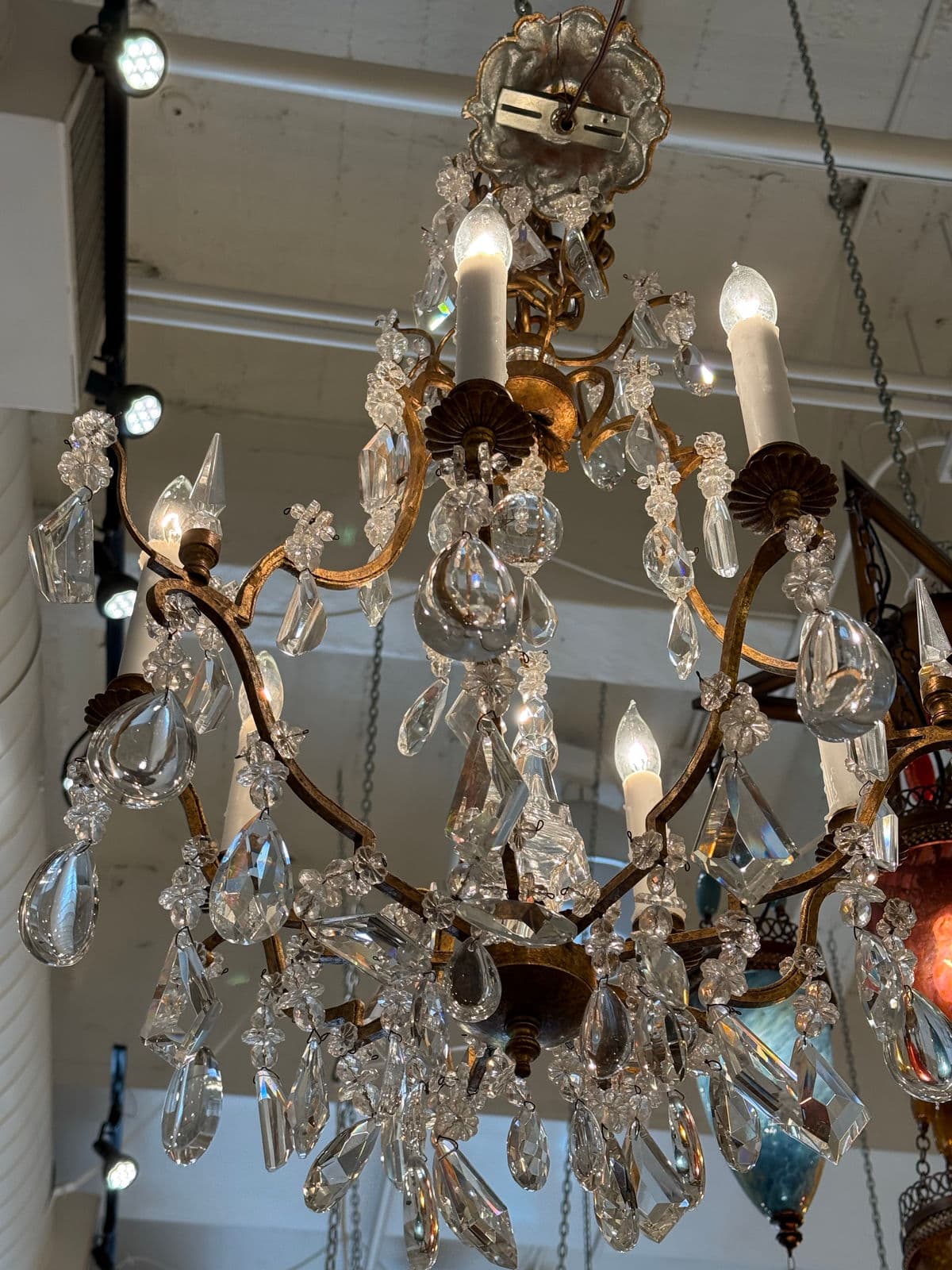 In the Style of Dennis & Leen Golden Crystal Chandelier - Thumbnail 8