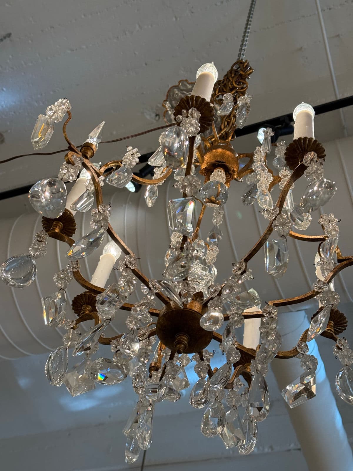 In the Style of Dennis & Leen Golden Crystal Chandelier - Thumbnail 6