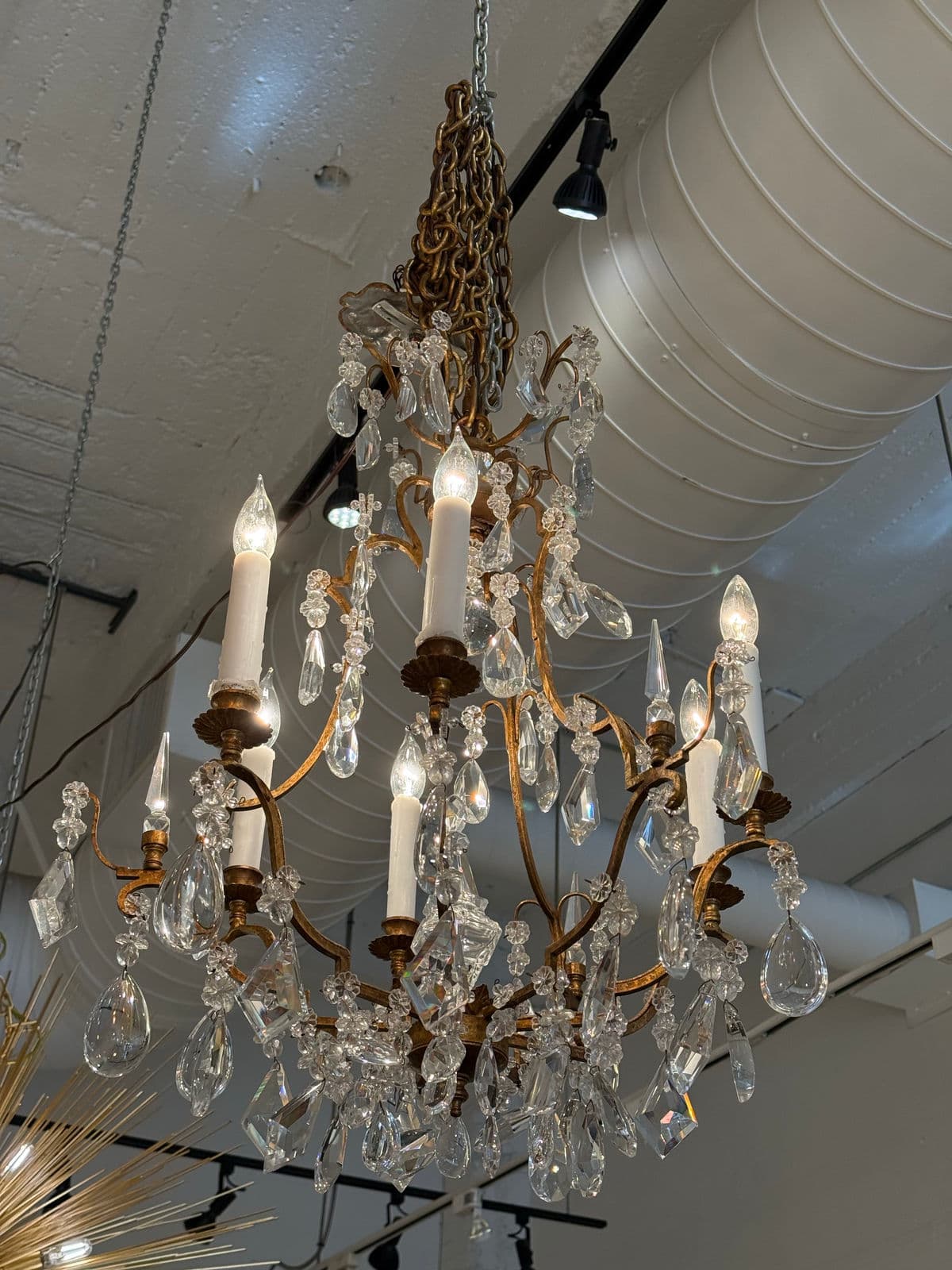 In the Style of Dennis & Leen Golden Crystal Chandelier - Thumbnail 7