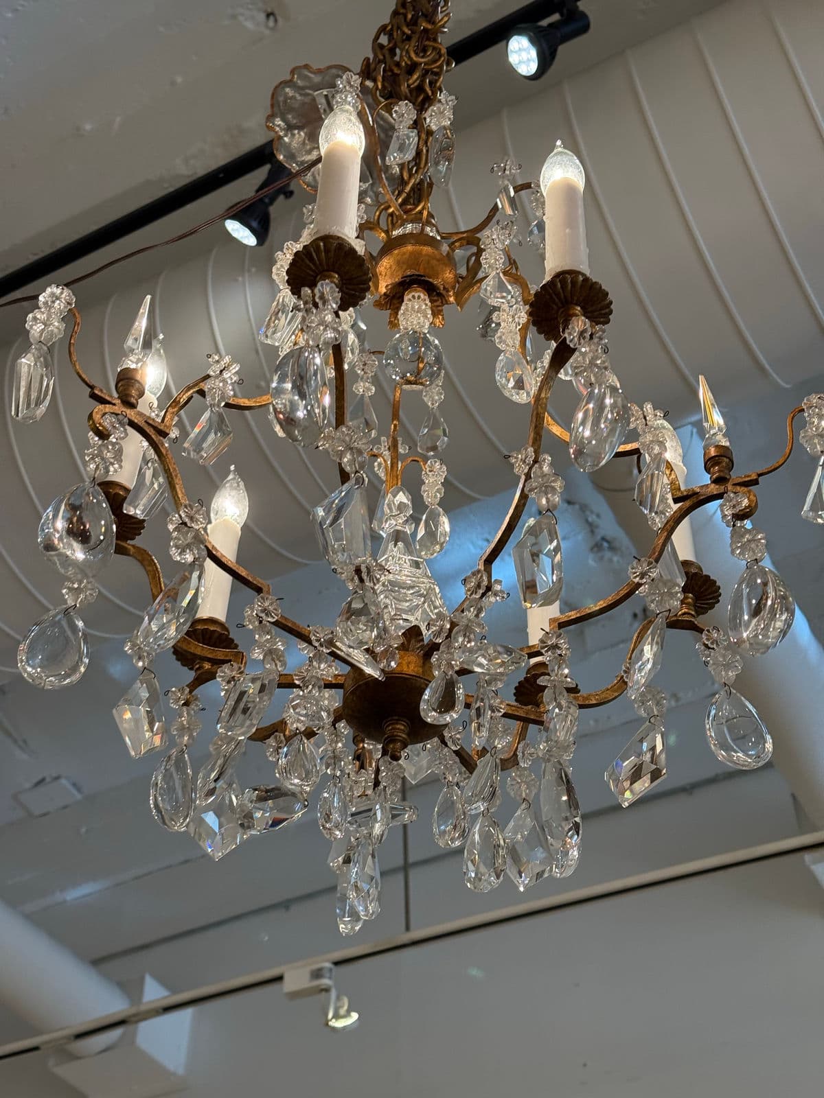 In the Style of Dennis & Leen Golden Crystal Chandelier - Thumbnail 4