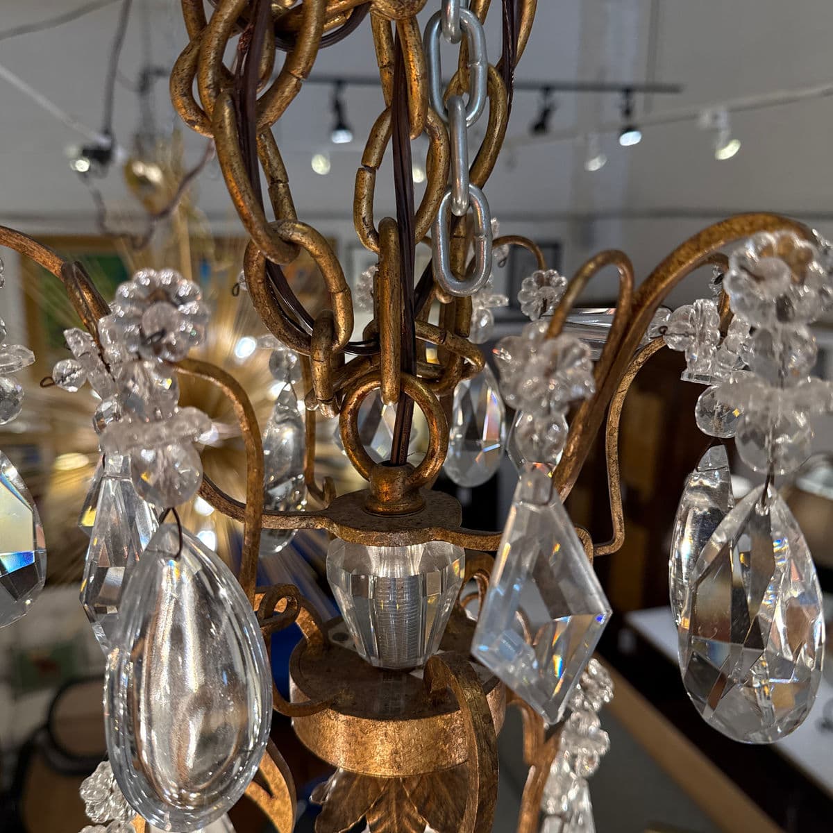 In the Style of Dennis & Leen Golden Crystal Chandelier - Thumbnail 11