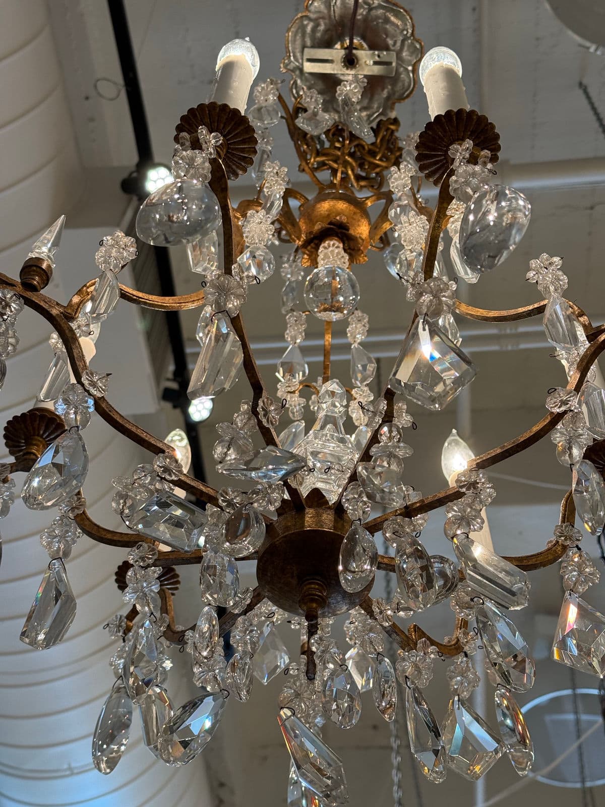 In the Style of Dennis & Leen Golden Crystal Chandelier - Thumbnail 5