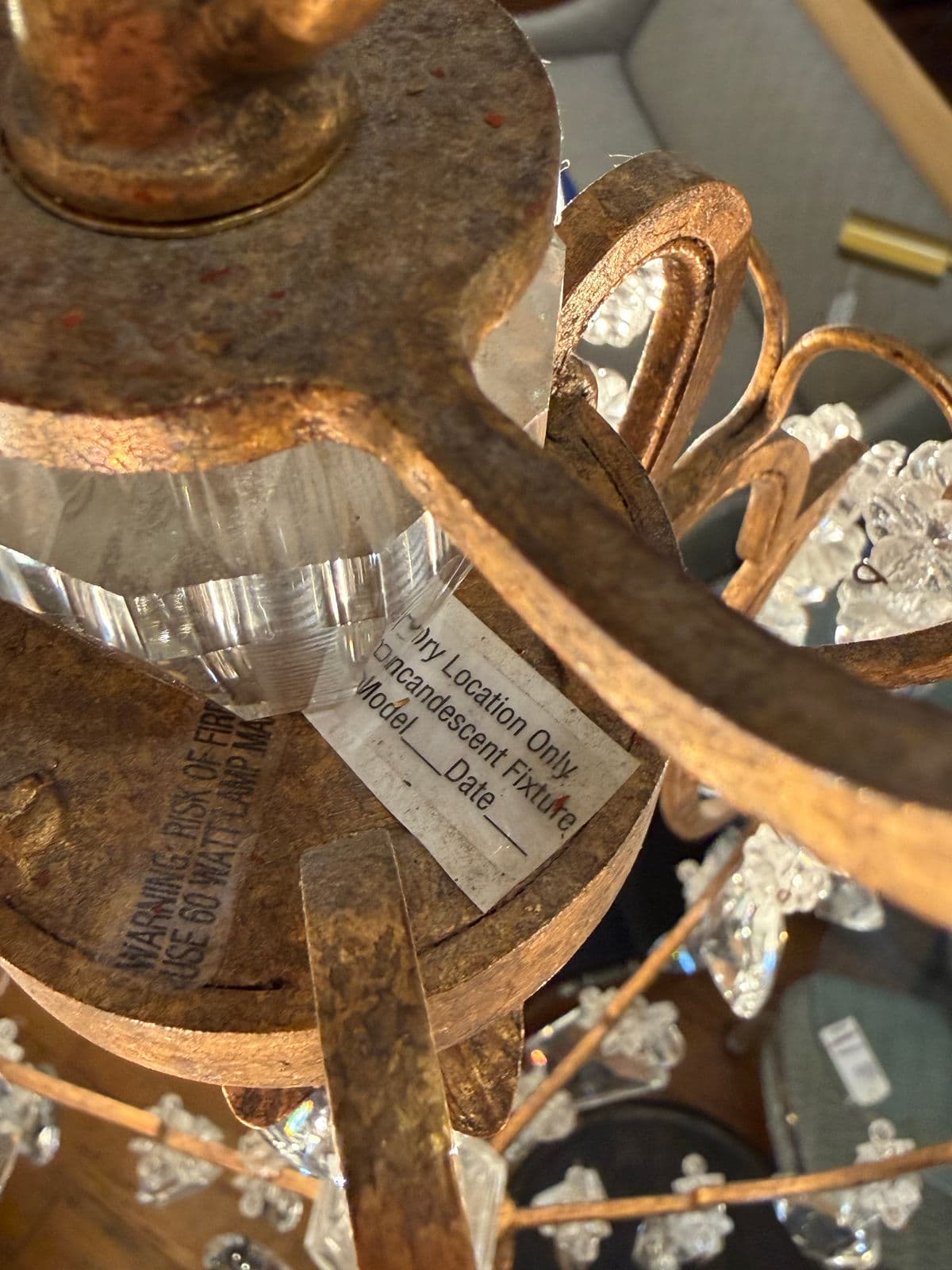 In the Style of Dennis & Leen Golden Crystal Chandelier - Thumbnail 12