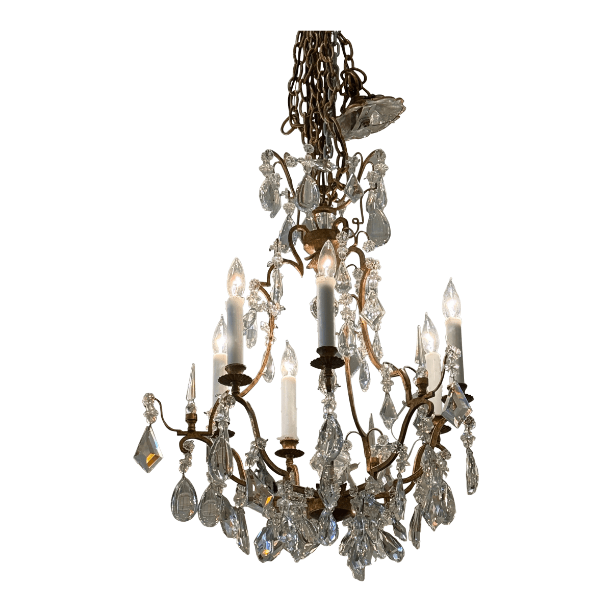 In the Style of Dennis & Leen Golden Crystal Chandelier - Thumbnail 2