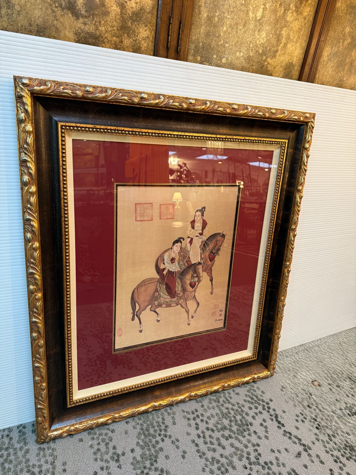 B. Chan Ladies of the Court on Tang Horseback Print on Silk, Framed - Thumbnail 3