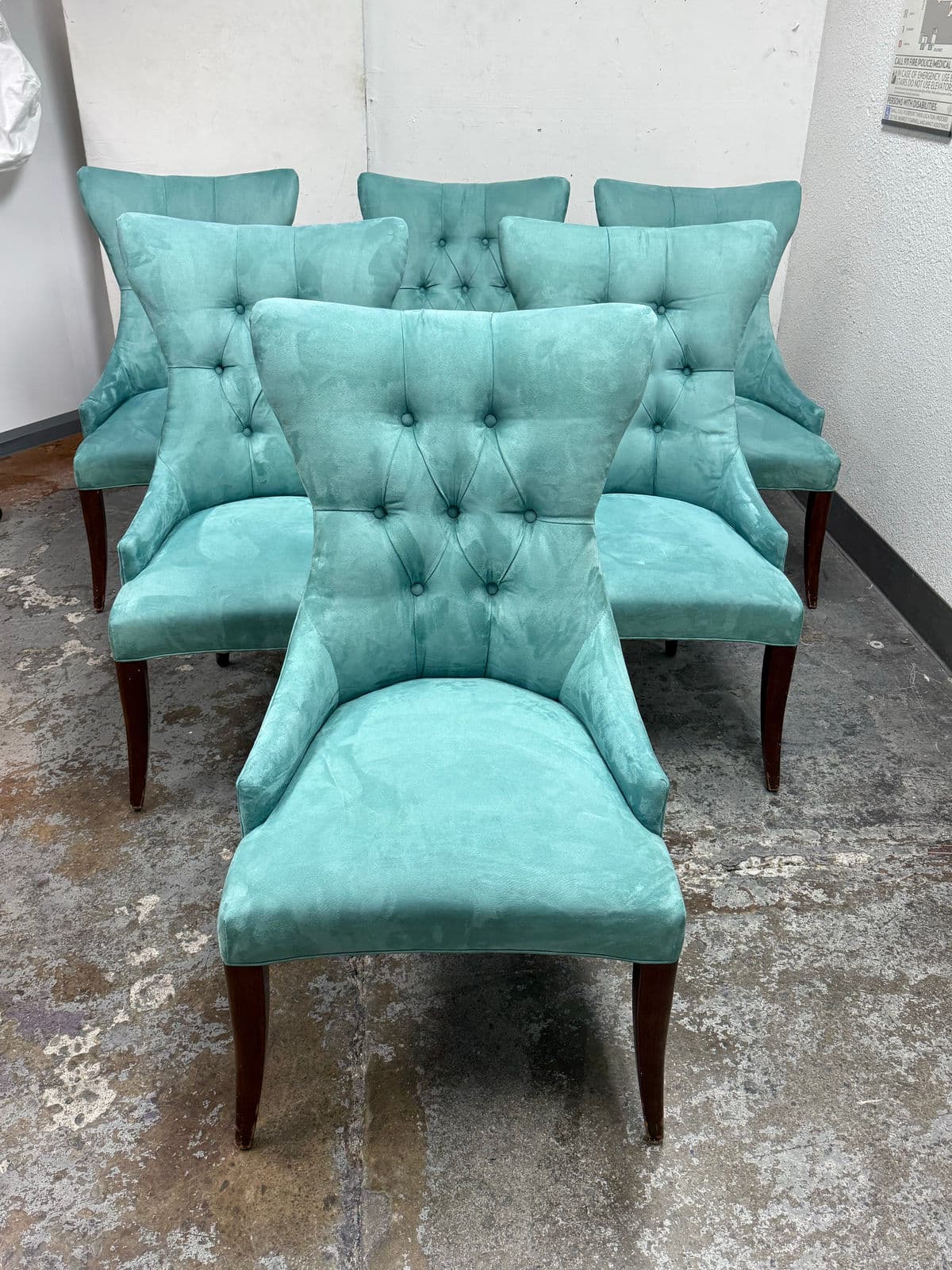 Bernhardt Art Deco Tufted Side Chairs, Set of Six - Thumbnail 3