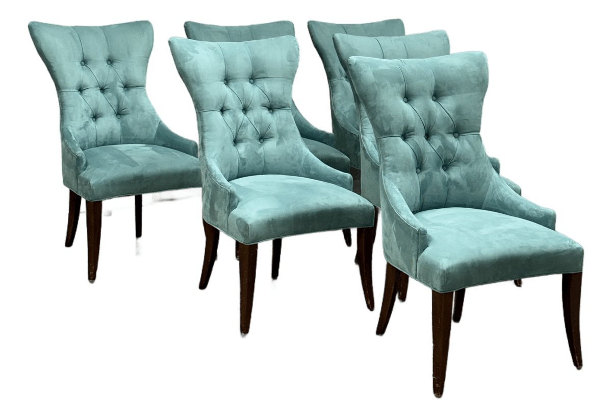 Bernhardt Art Deco Tufted Side Chairs, Set of Six - Thumbnail 2