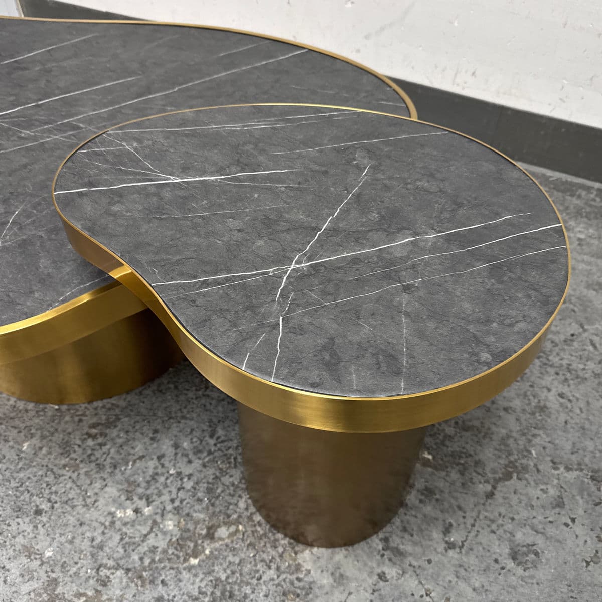 Michael Oren Design Marquina Marble Kidney Coffee Table + Side Table, Set of Two - Thumbnail 7